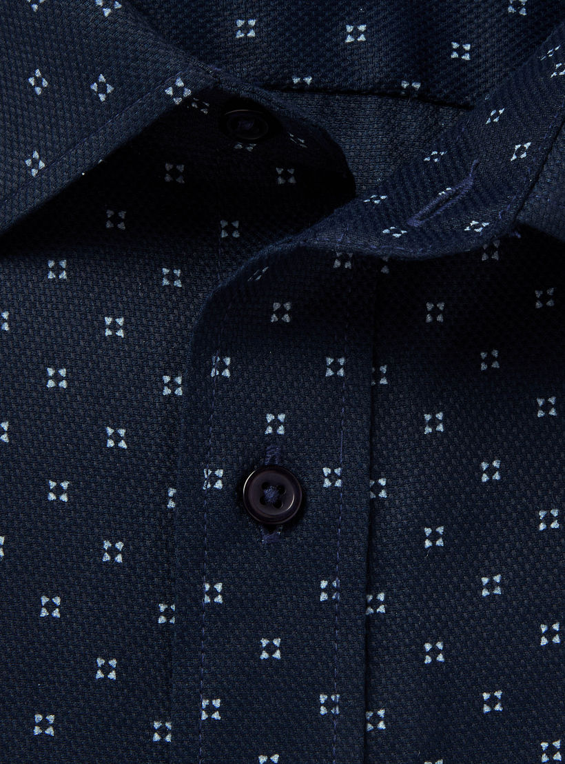 Men Slim Fit Collared Self Textured Printed Long Sleeves Shirt-men-clothing-shirts-image-7