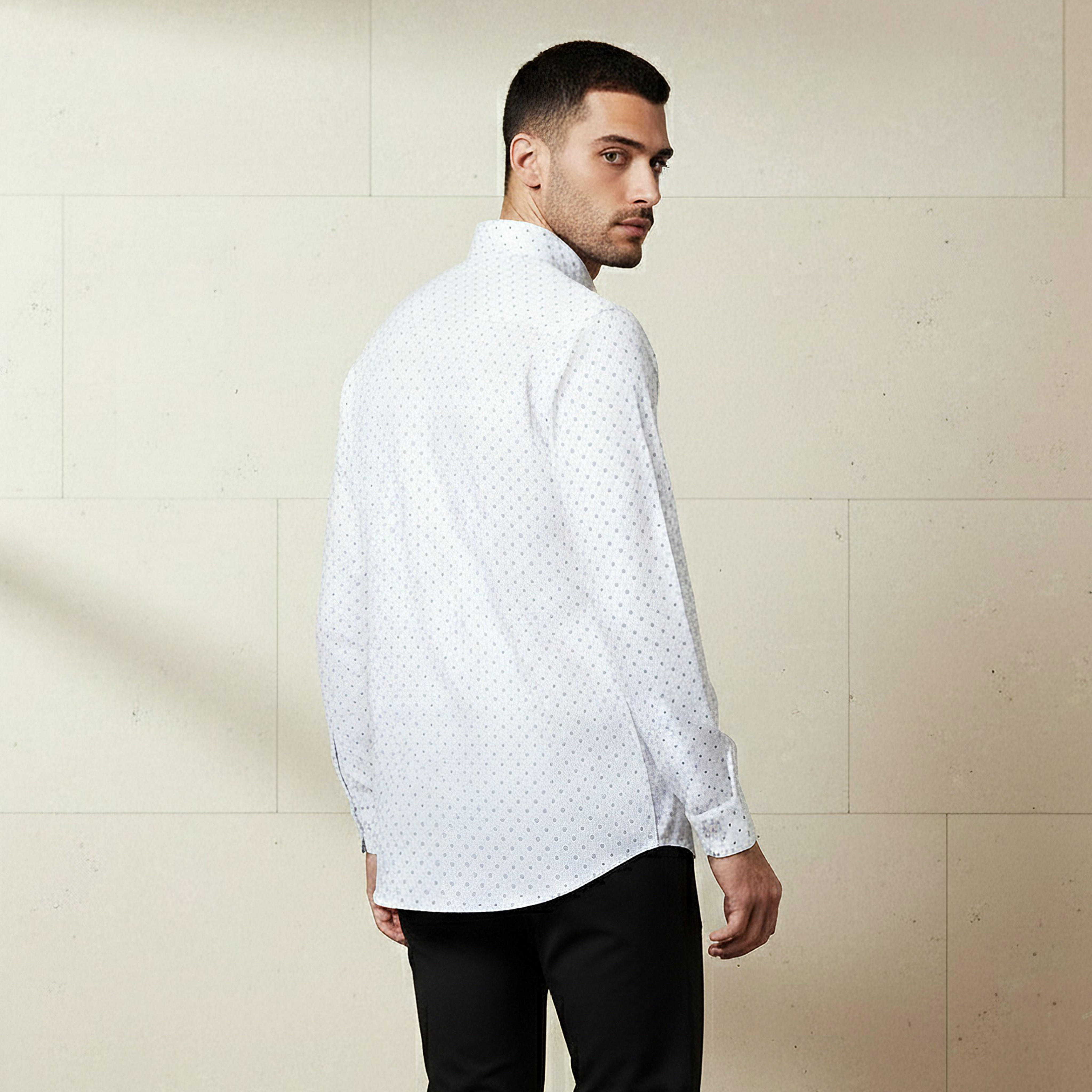 Men Slim Fit Collared Self Textured Printed Long Sleeves Shirt-men-clothing-shirts-image-3