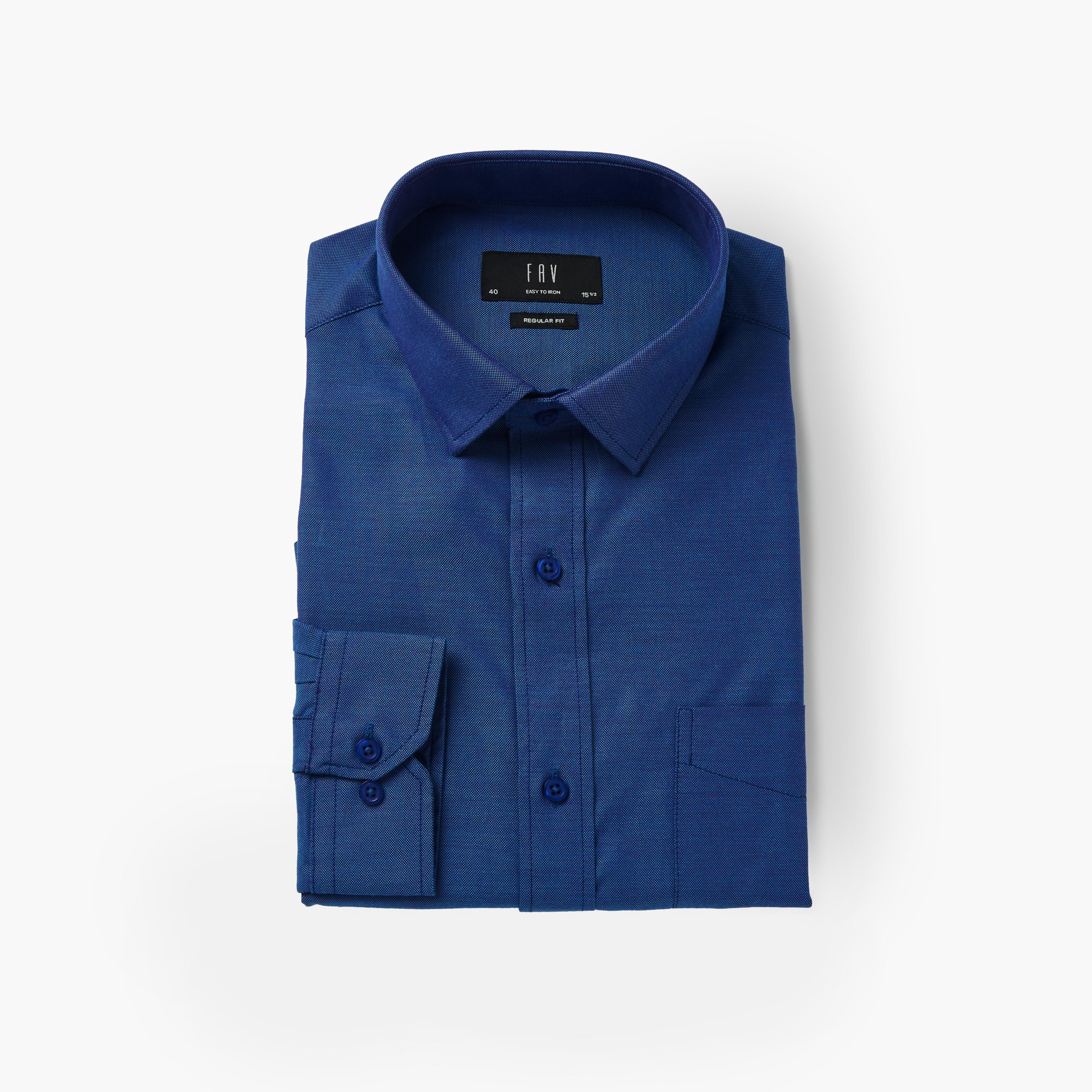 Men Regular Fit Collared Self Textured Long Sleeves Shirt-men-clothing-shirts-image-5