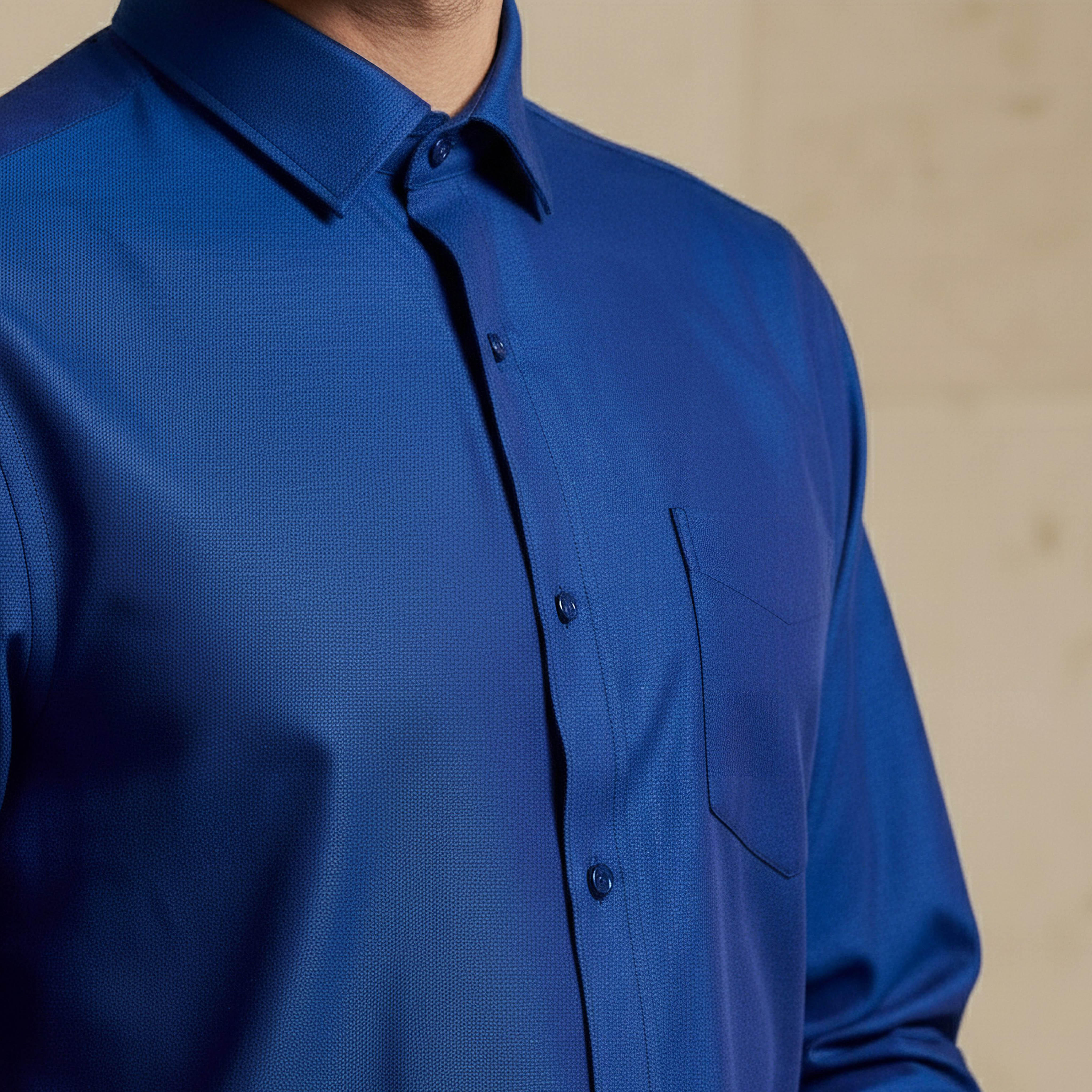 Men Regular Fit Collared Self Textured Long Sleeves Shirt-men-clothing-shirts-image-6