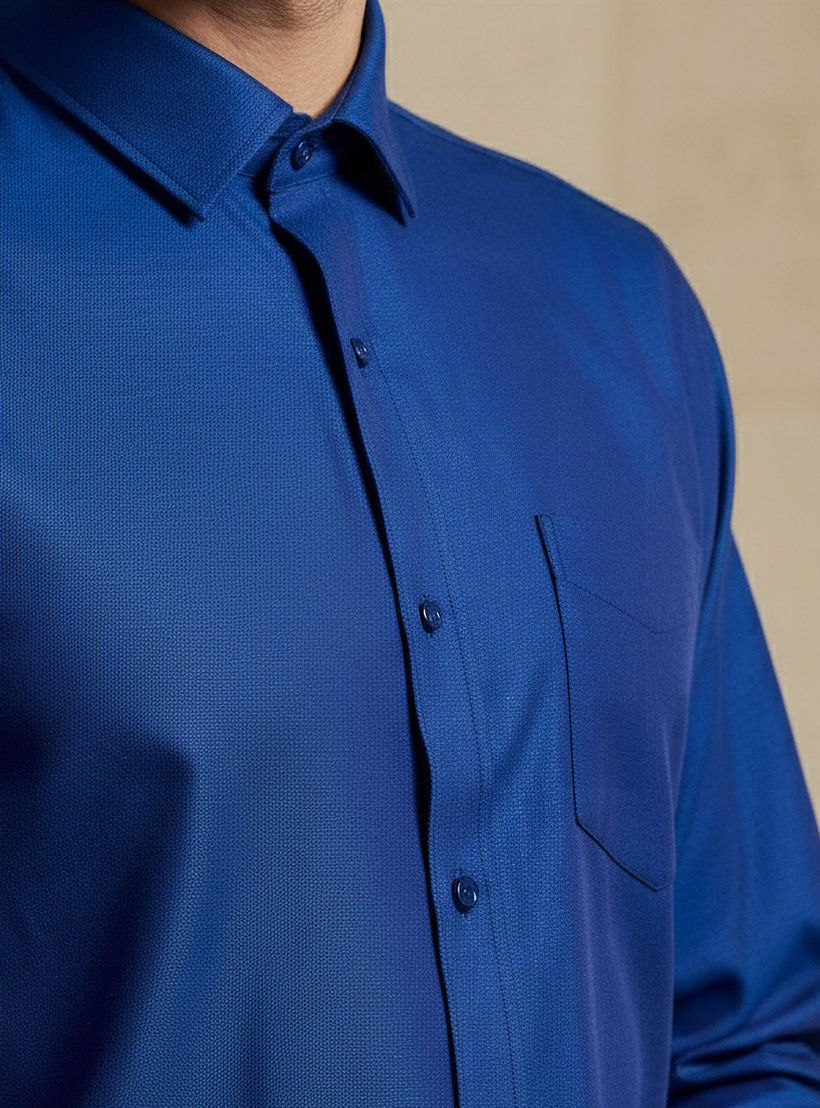 Men Regular Fit Collared Self Textured Long Sleeves Shirt-men-clothing-shirts-image-6