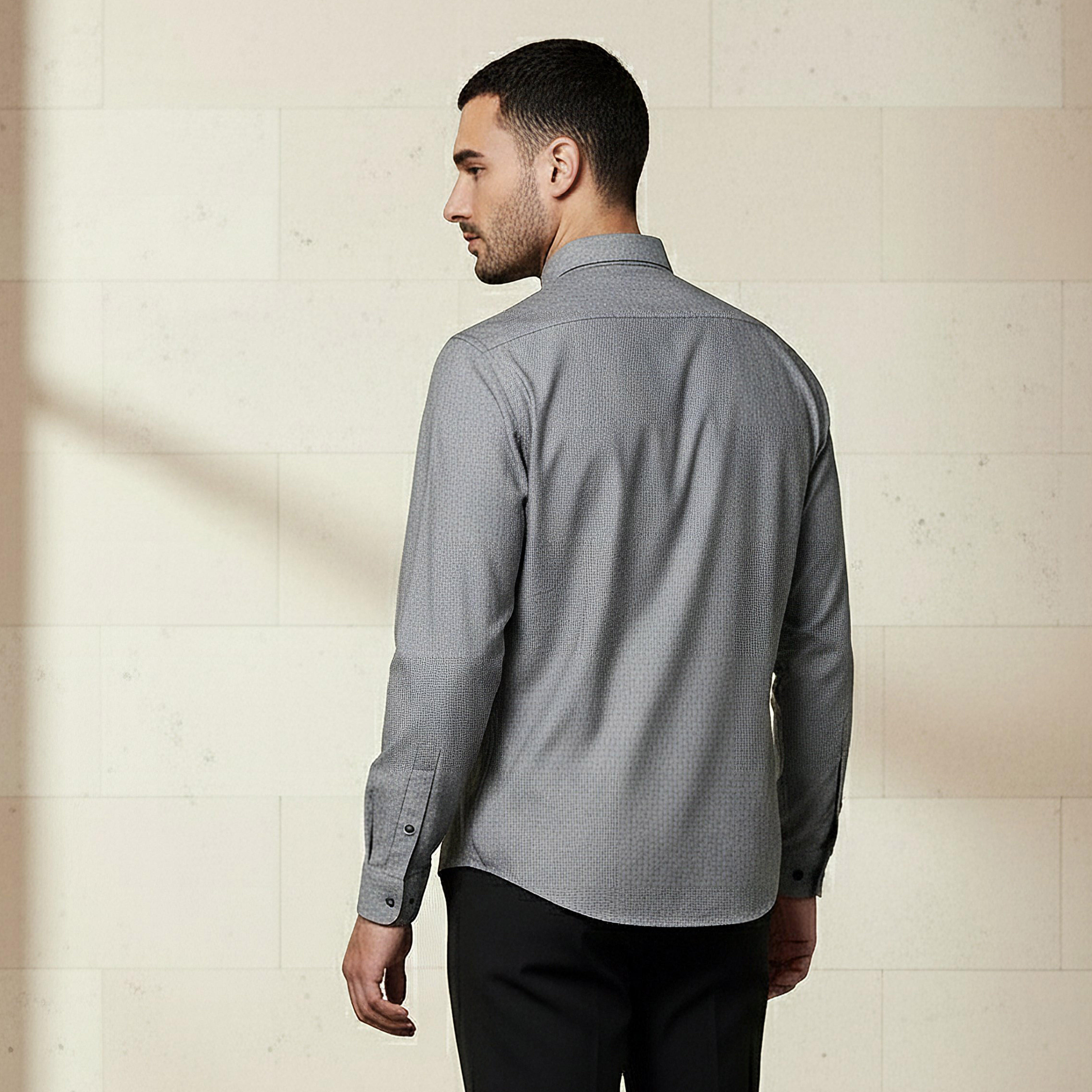 Men Slim Fit Collared Textured Long Sleeves Shirt-men-clothing-shirts-image-3