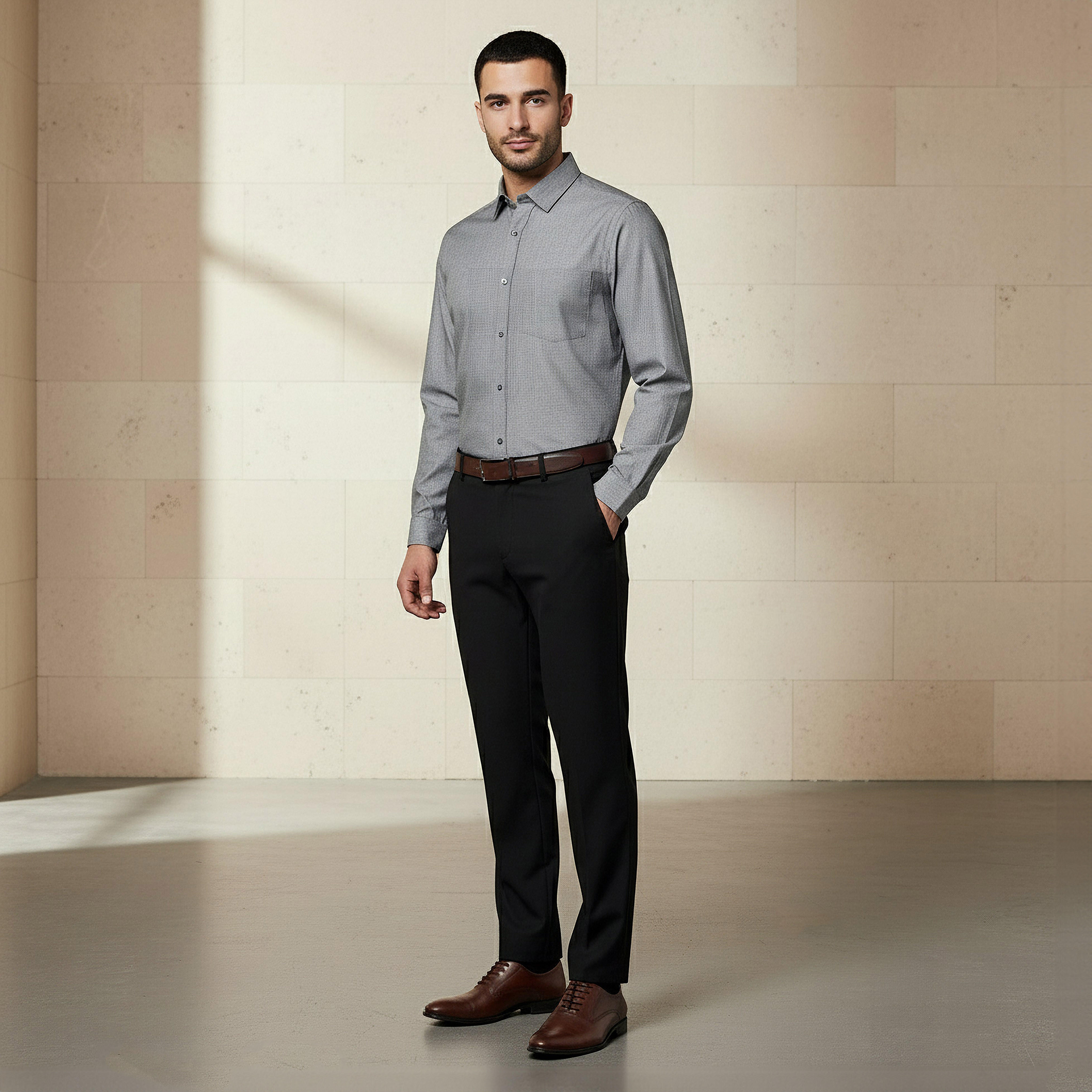 Men Slim Fit Collared Textured Long Sleeves Shirt-PROMO_SP_KSA_6_BUY3FORSAR119_130625-image-4