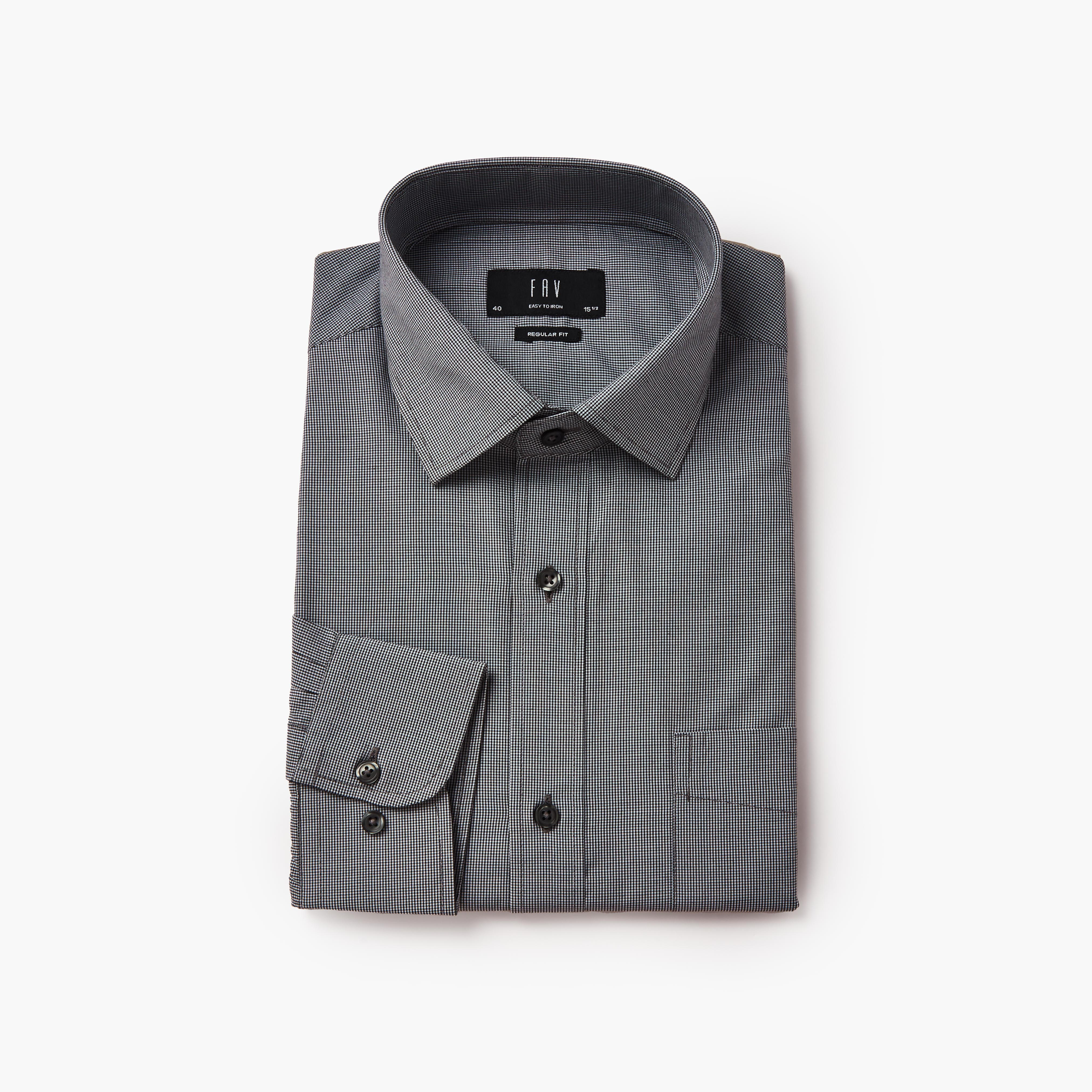 Men Regular Fit Spread Collar Textured Long Sleeves Shirt-men-clothing-shirts-image-5