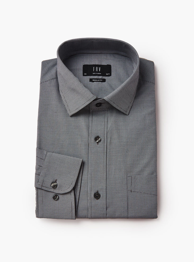 Men Regular Fit Spread Collar Textured Long Sleeves Shirt-men-clothing-shirts-image-5
