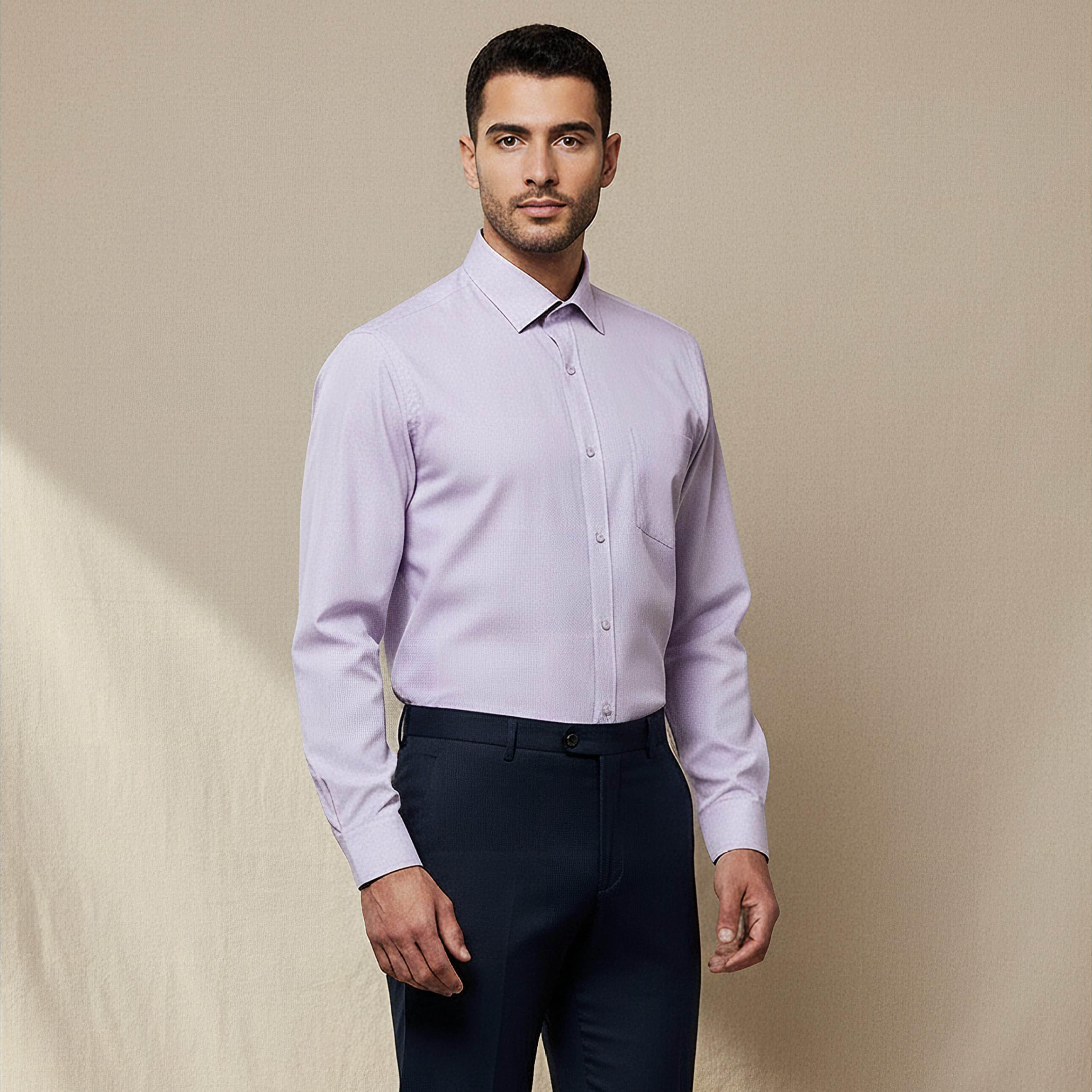 Men Regular Fit Spread Collar Textured Long Sleeves Shirt-men-clothing-shirts-image-1