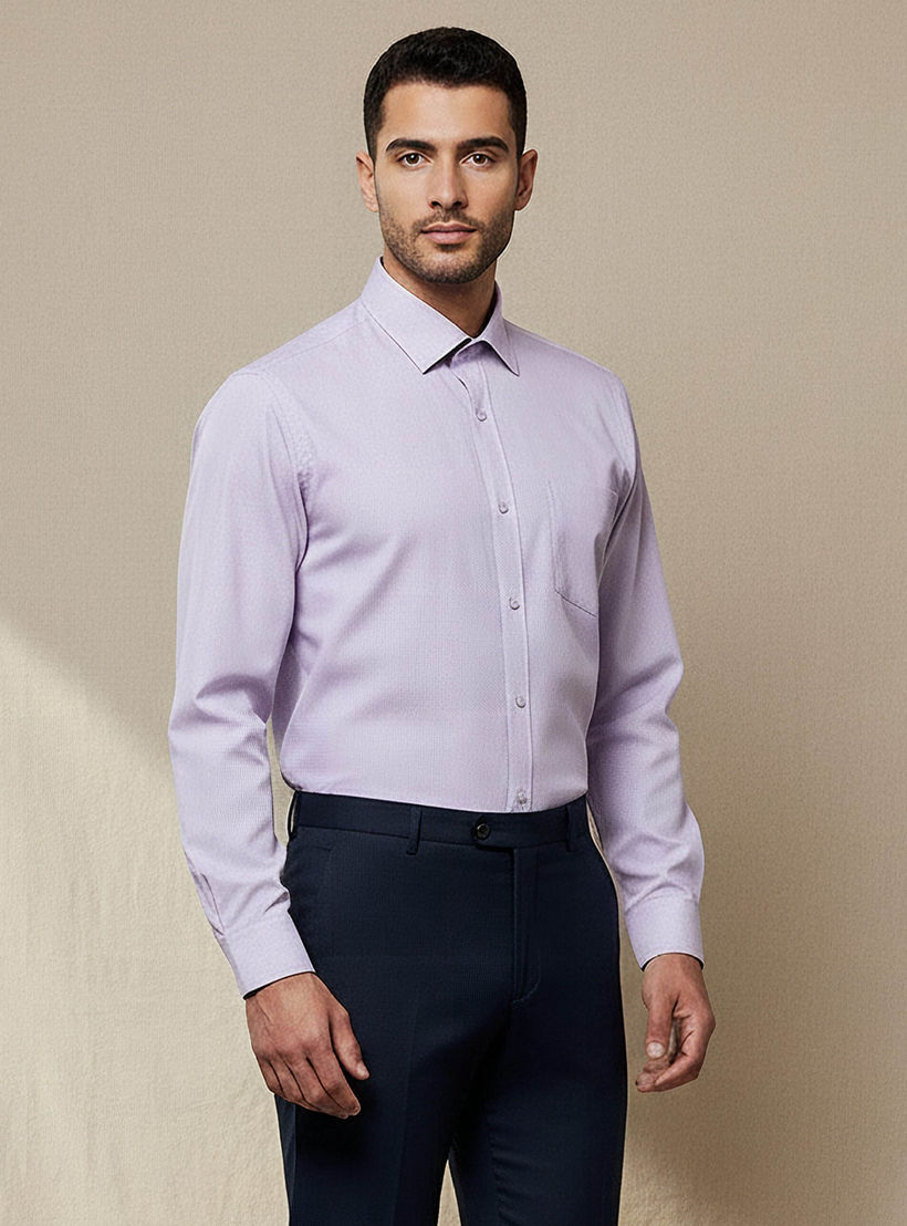 Men Regular Fit Spread Collar Textured Long Sleeves Shirt-men-clothing-shirts-image-1