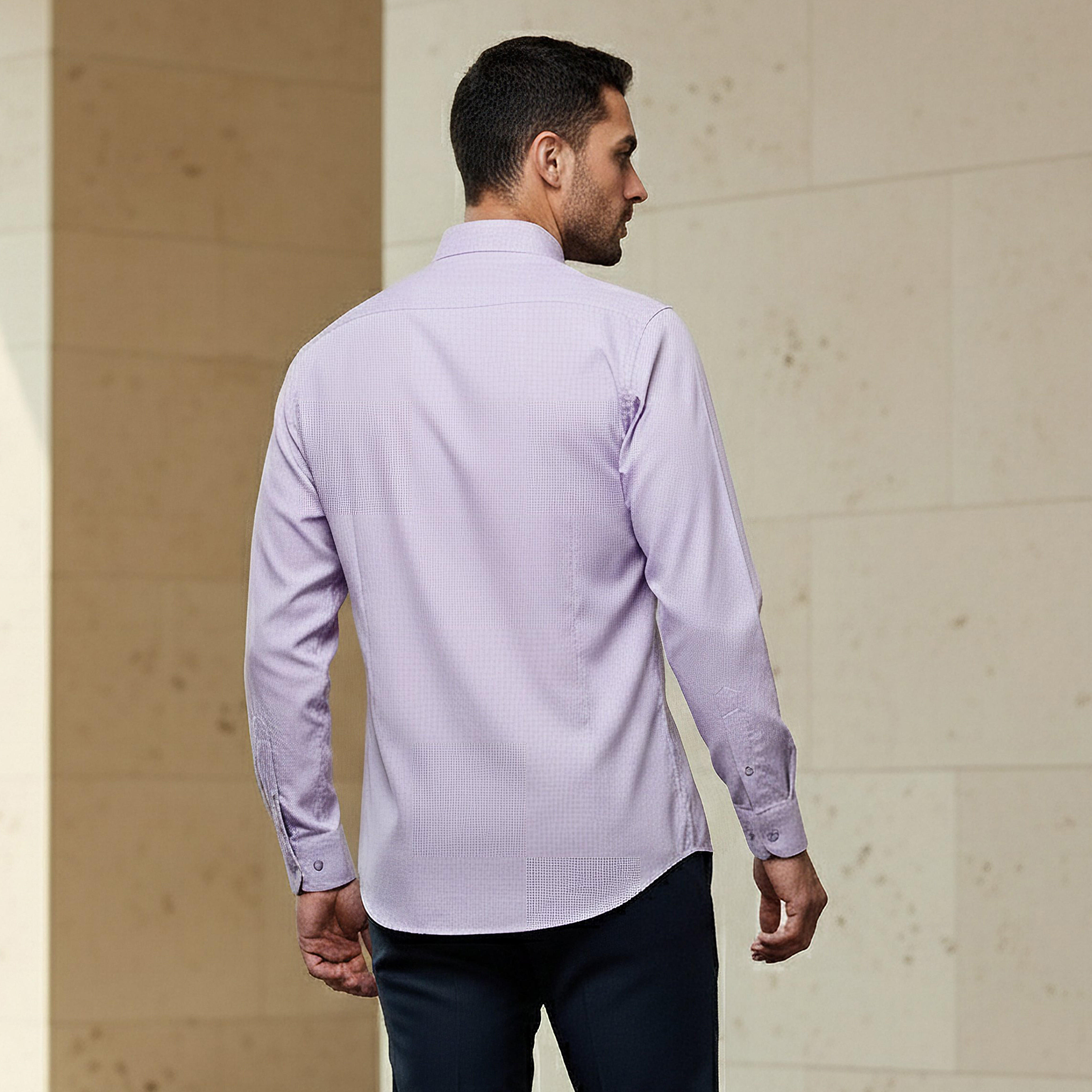 Men Regular Fit Spread Collar Textured Long Sleeves Shirt-men-clothing-shirts-image-3