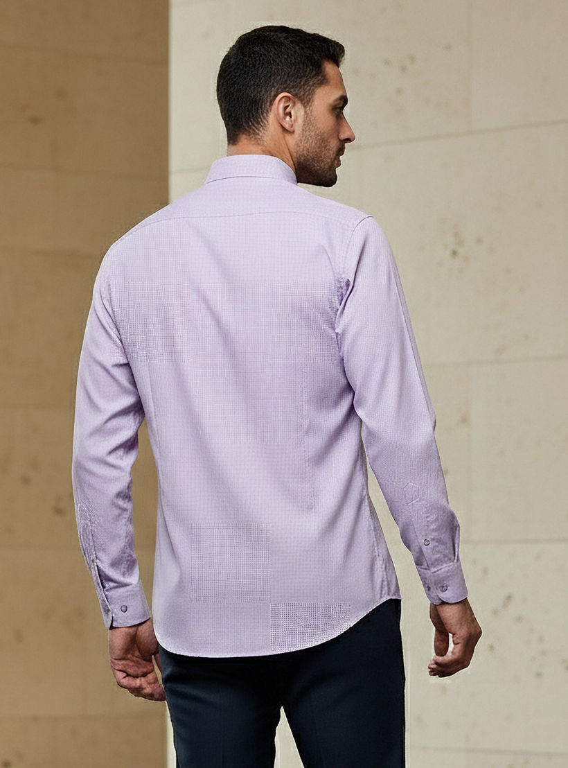 Men Regular Fit Spread Collar Textured Long Sleeves Shirt-men-clothing-shirts-image-3