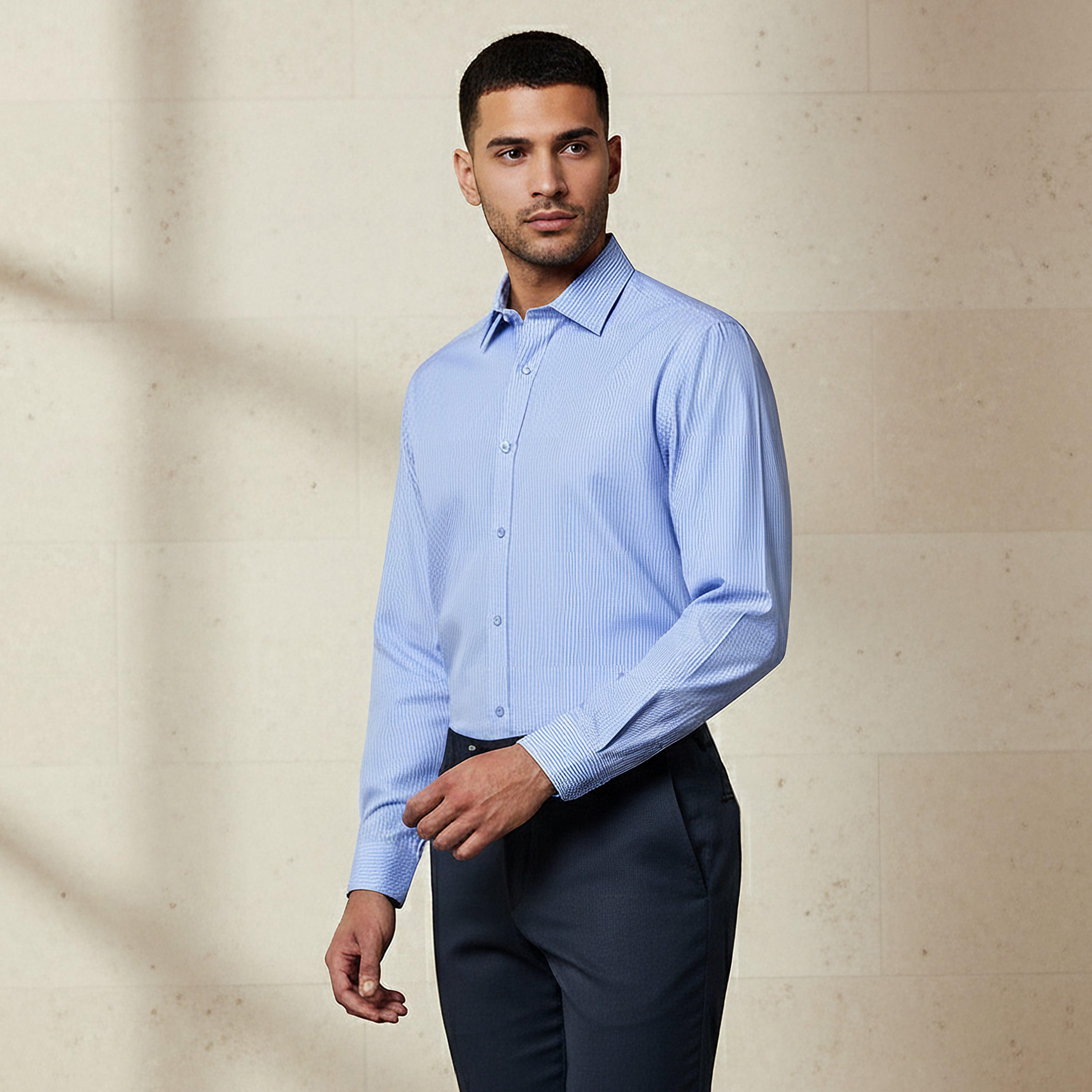 Men Regular Fit Collared Striped Long Sleeves Shirt-men-clothing-shirts-image-1