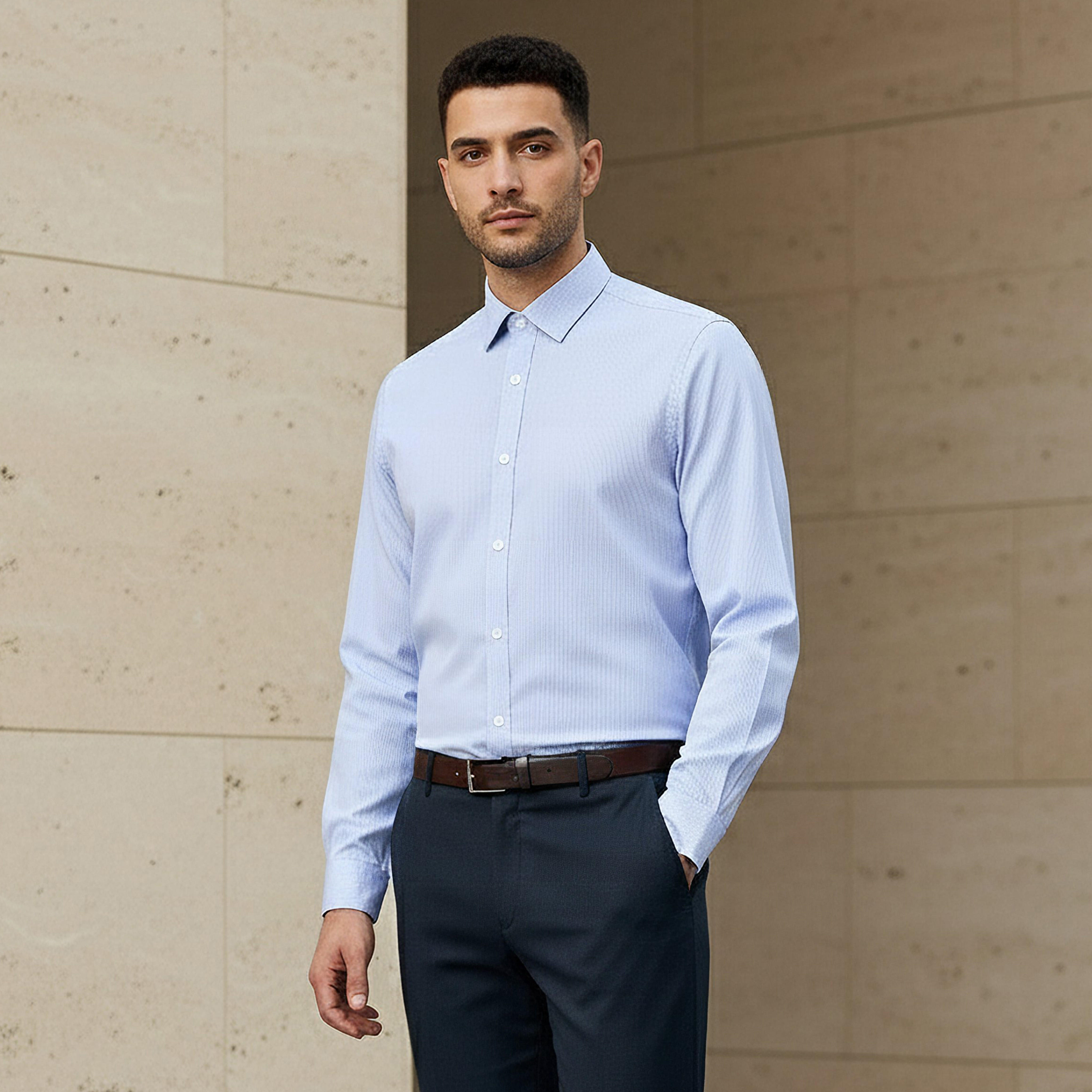 Men Regular Fit Collared Striped Long Sleeves Shirt-men-clothing-shirts-image-1