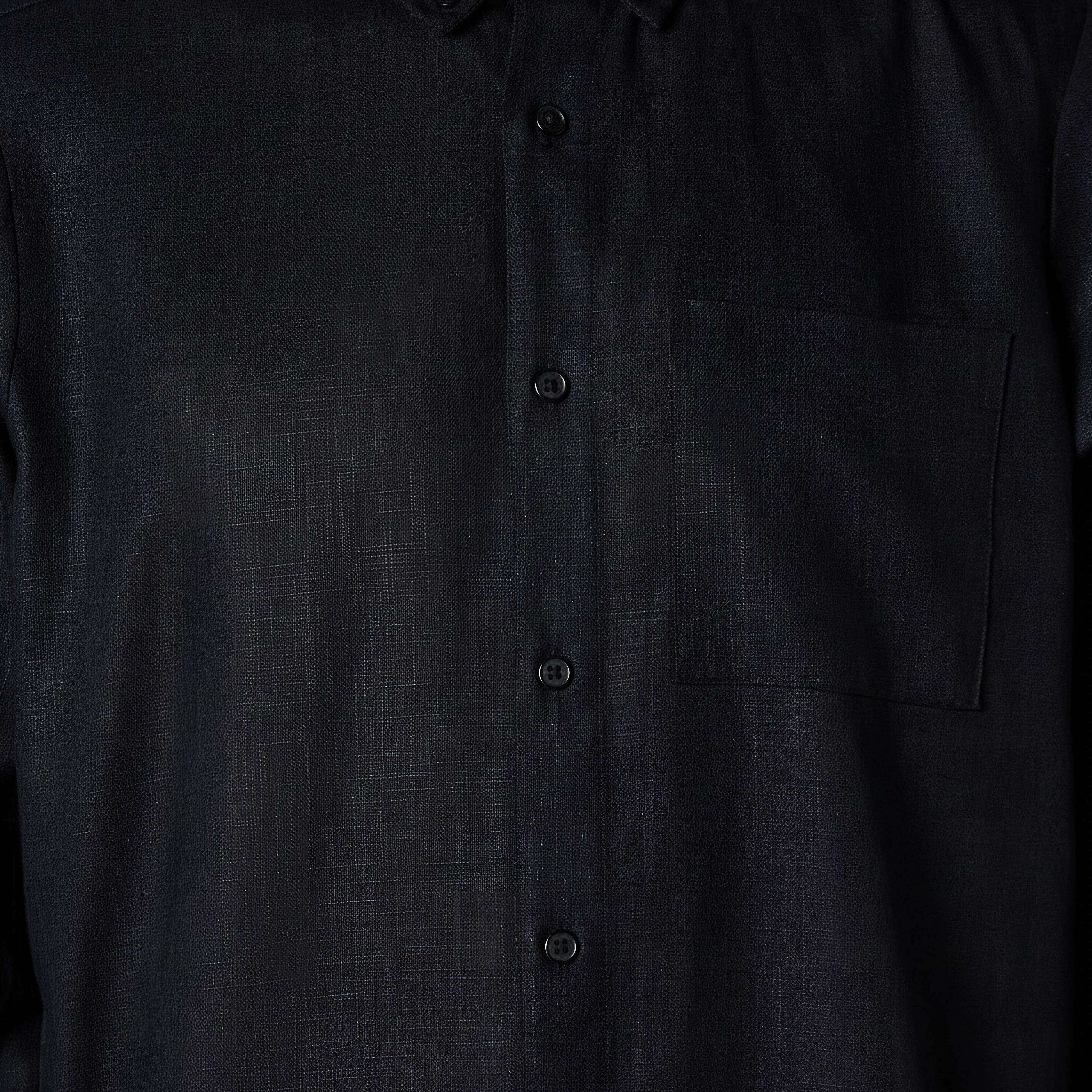 Men Regular Fit Collared Long Sleeves Linen Blend Shirt-men-clothing-shirts-image-4