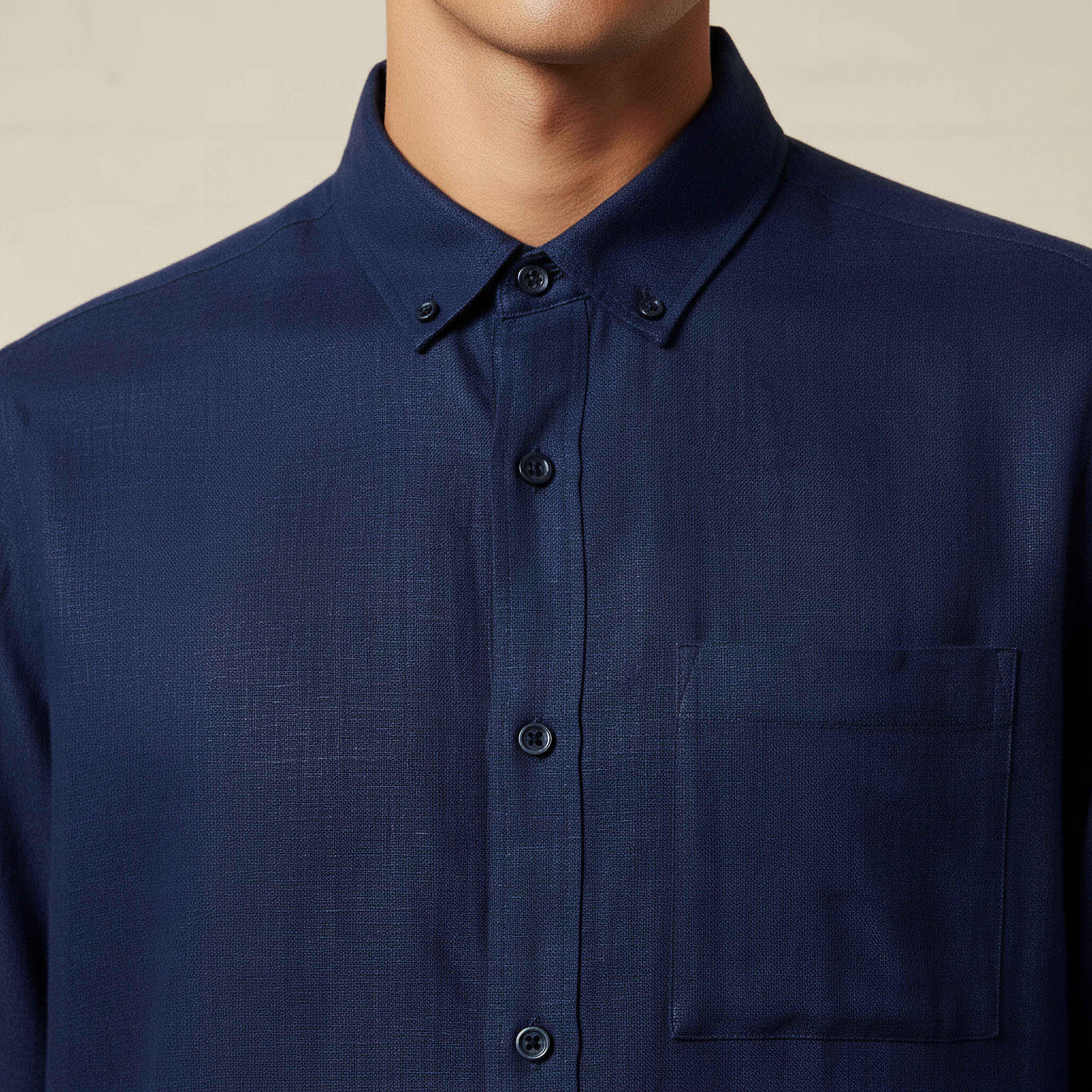 Men Regular Fit Collared Long Sleeves Linen Blend Shirt-men-clothing-shirts-image-4