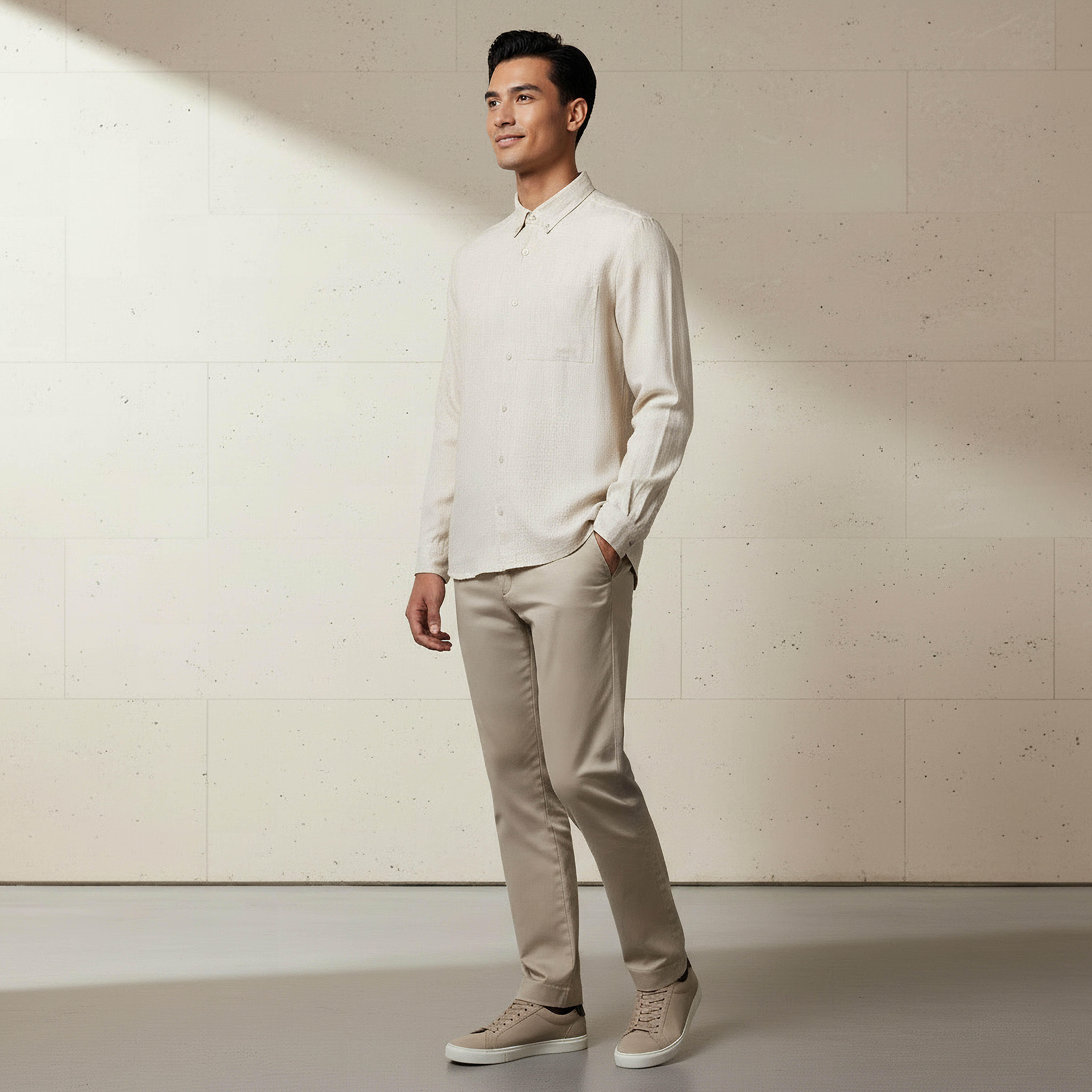 قميص من مزيج الكتان بقصة عادية وياقة عادية وأكمام طويلة للرجال-men-clothing-shirts-image-3