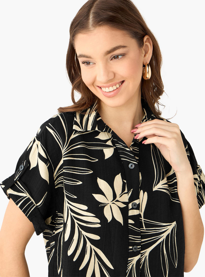 Cropped Shirt with Leaf Print-women-clothing-shirtsandblouses-shirts-image-5