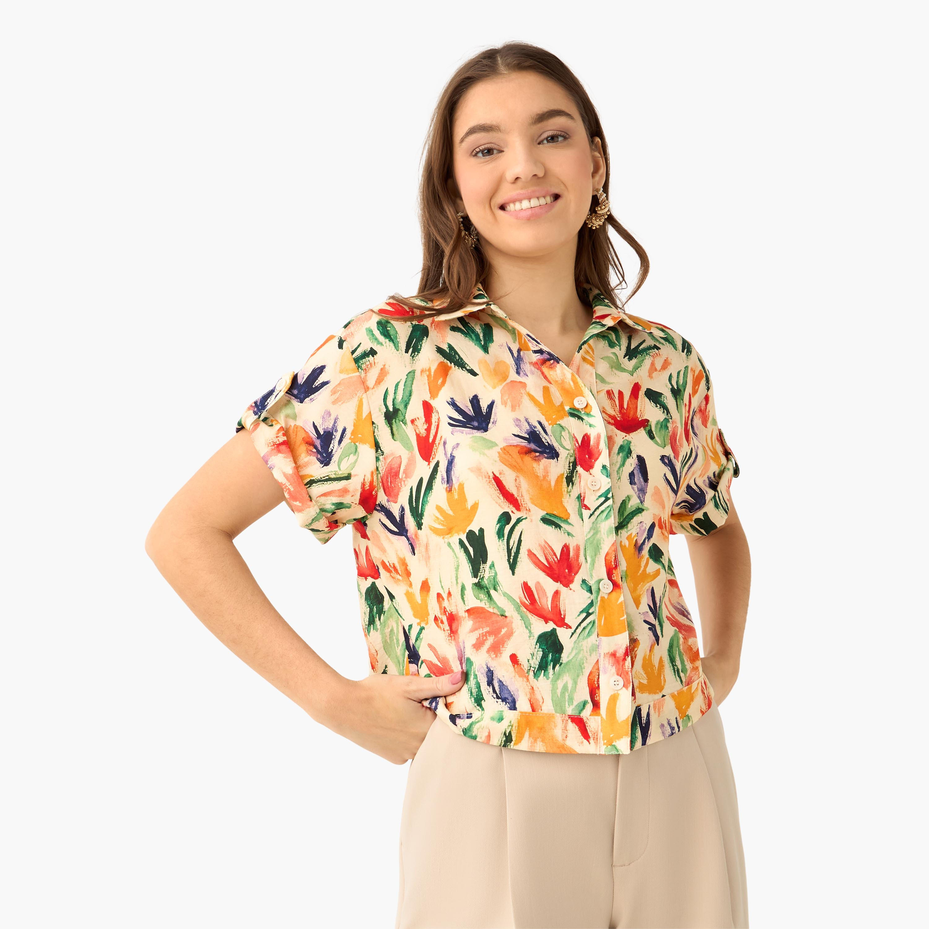 Printed Cropped Shirt-women-clothing-shirtsandblouses-shirts-image-3