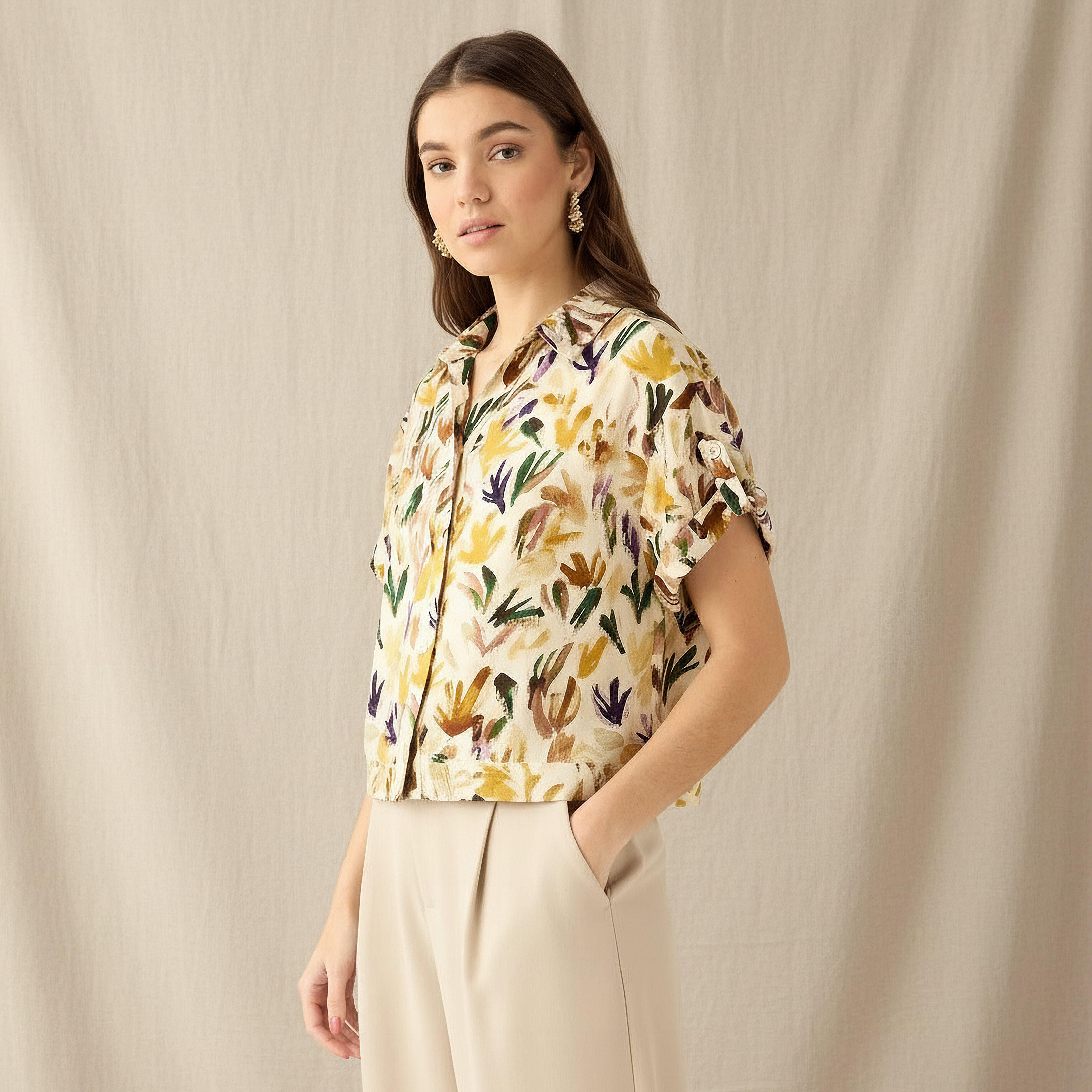 Printed Cropped Shirt-women-clothing-shirtsandblouses-shirts-image-1