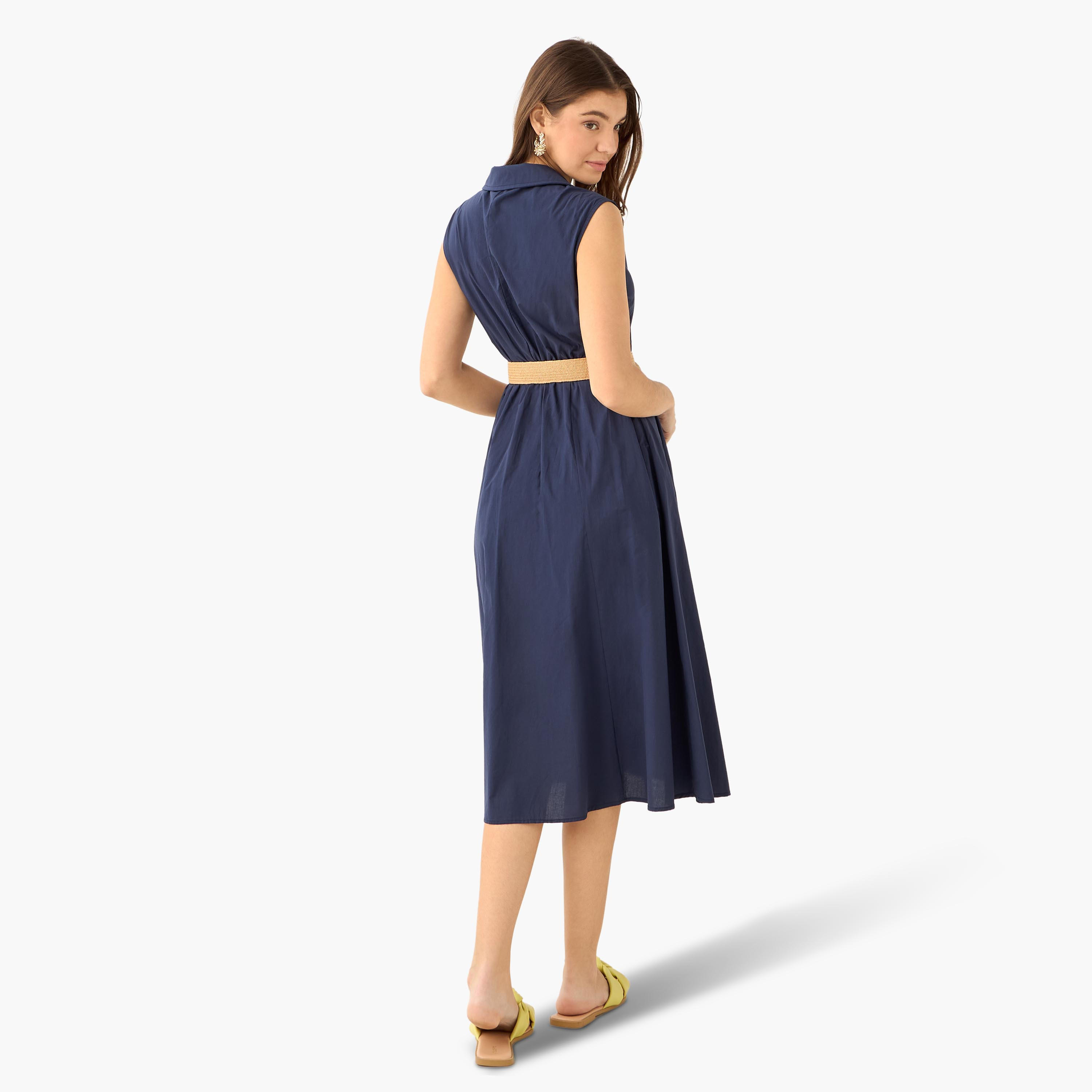 فستان قميص ميدي قطن بحزام-women-clothing-dresses-image-4