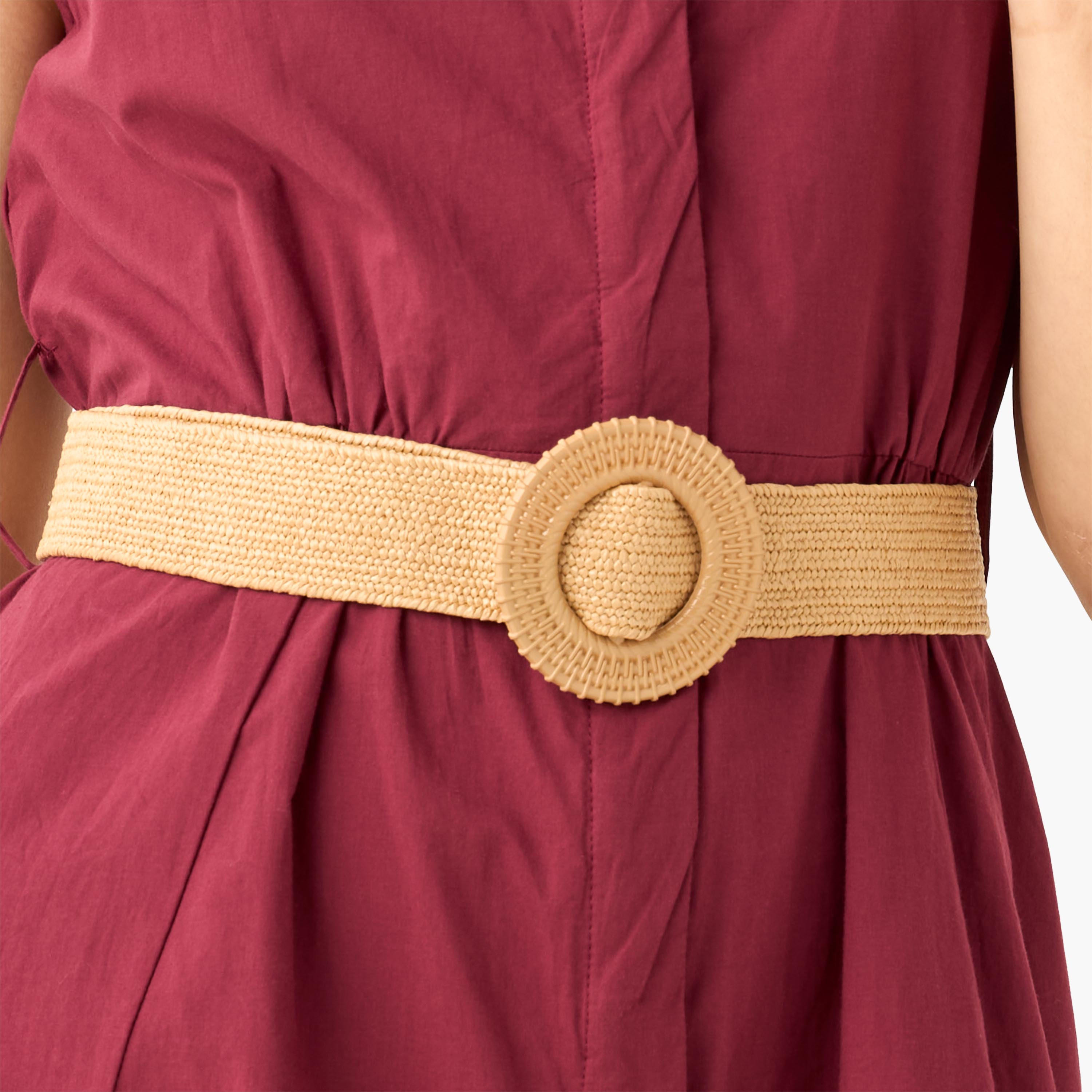 Shirt Midi Length Cotton Dress with Belt-women-clothing-dresses-image-2