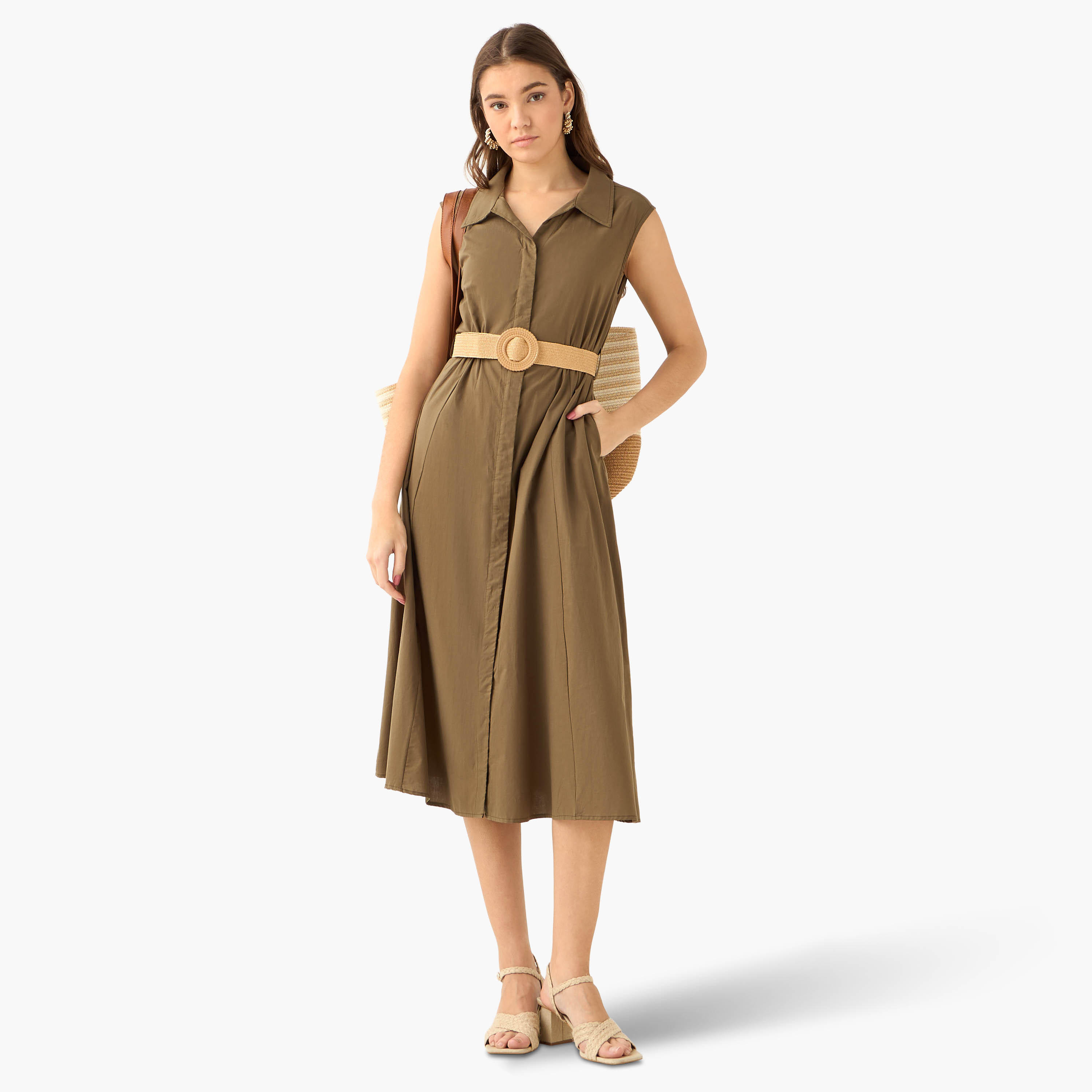 فستان قميص ميدي قطن بحزام-women-clothing-dresses-image-3