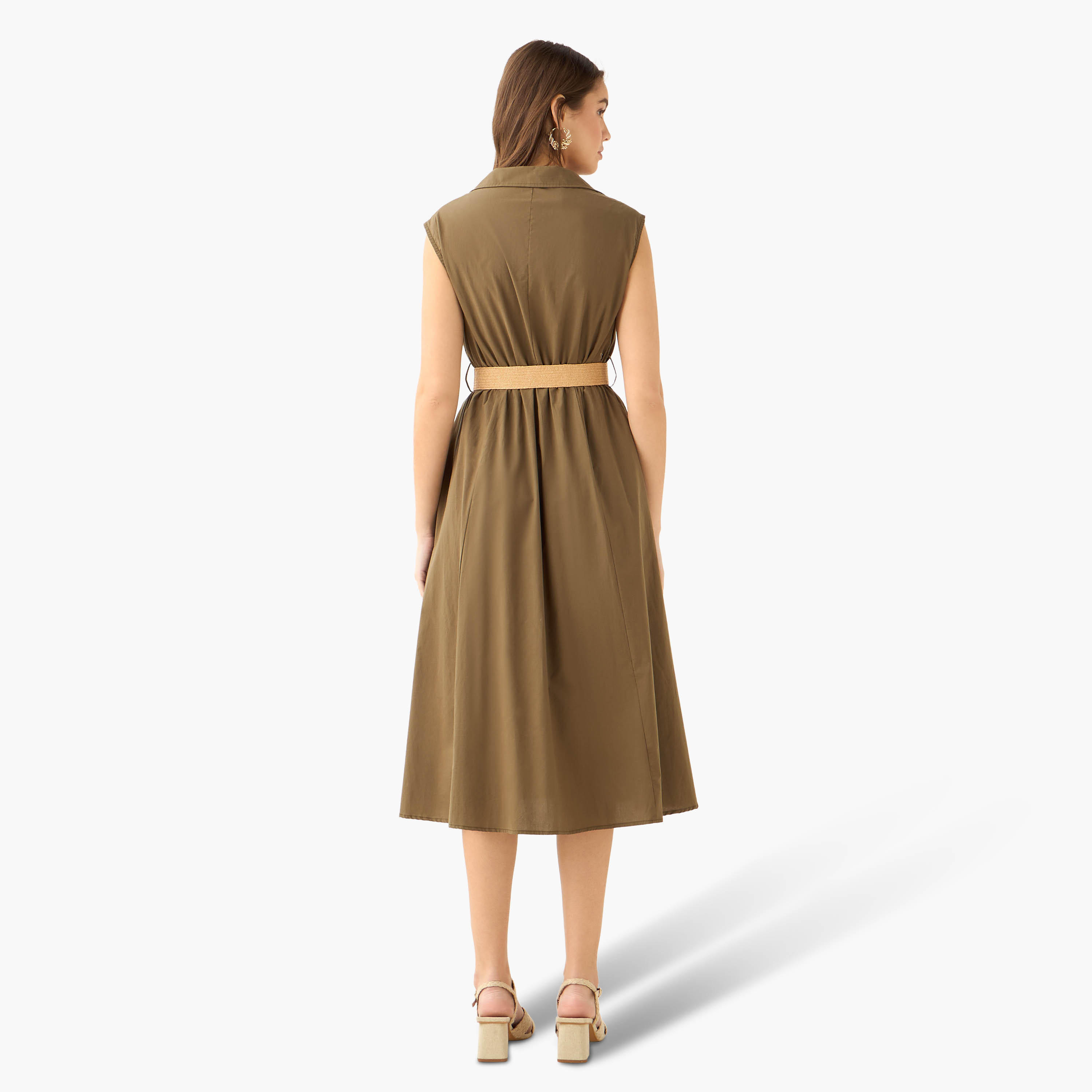 فستان قميص ميدي قطن بحزام-women-clothing-dresses-image-4