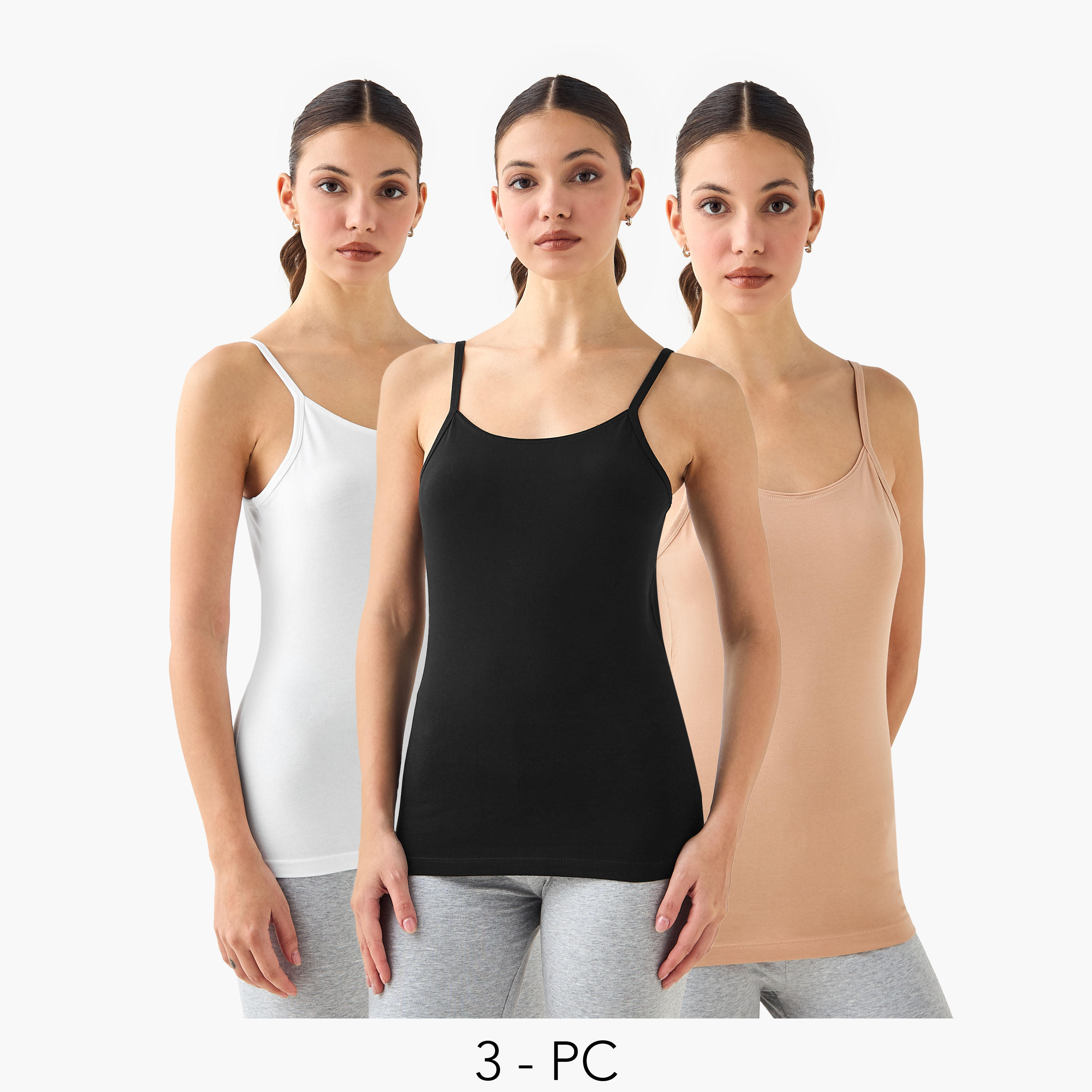 Set of 3 - Regular Fit Tank Top with Spaghetti Straps-women-clothing-tshirts-image-1