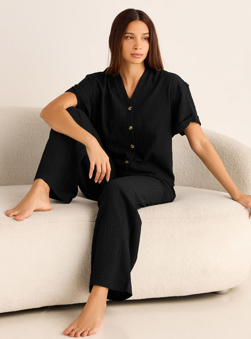 Coord Set with Shirt & Wide Leg Pants-women-clothing-coordsets-image-2