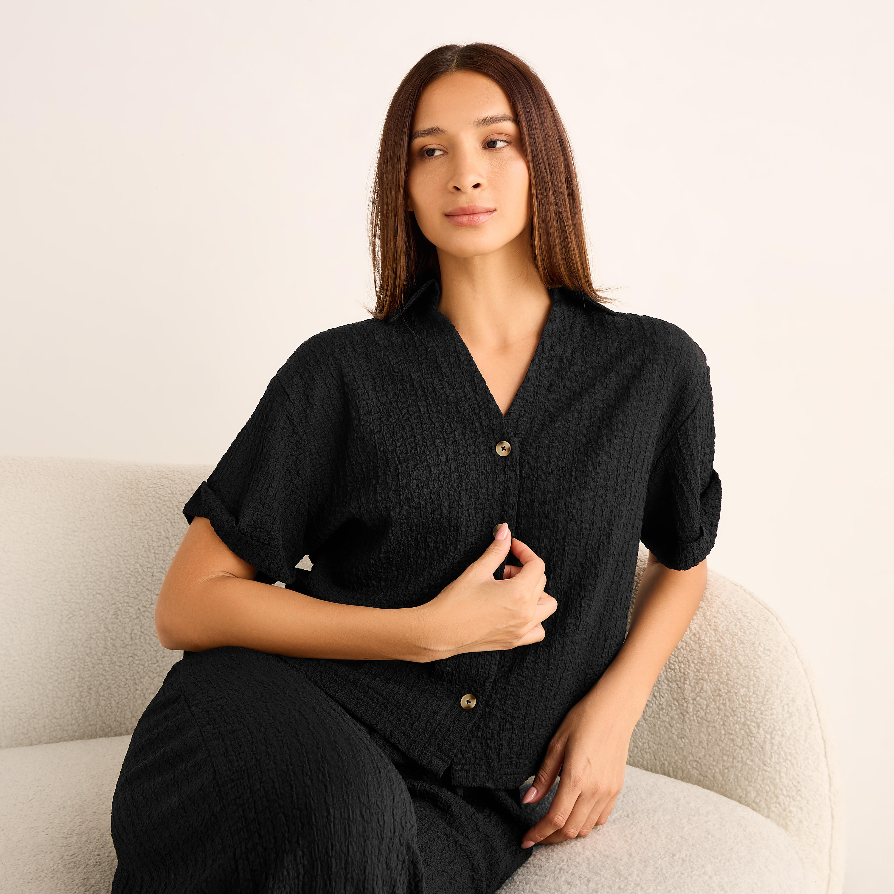 Coord Set with Shirt & Wide Leg Pants-women-clothing-coordsets-image-3