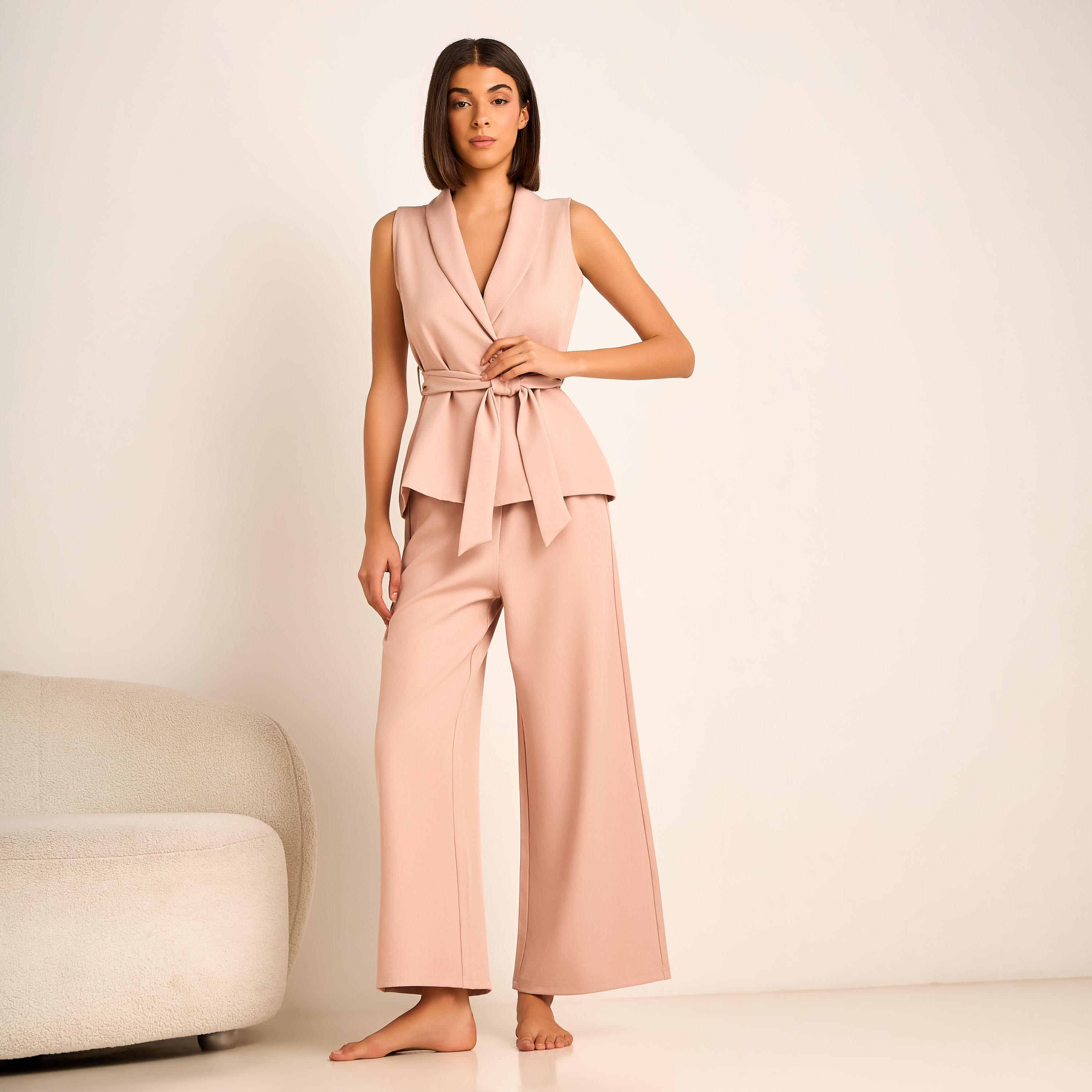 Coord Set with Wrap Top & Wide Leg Bottom-women-clothing-coordsets-image-2