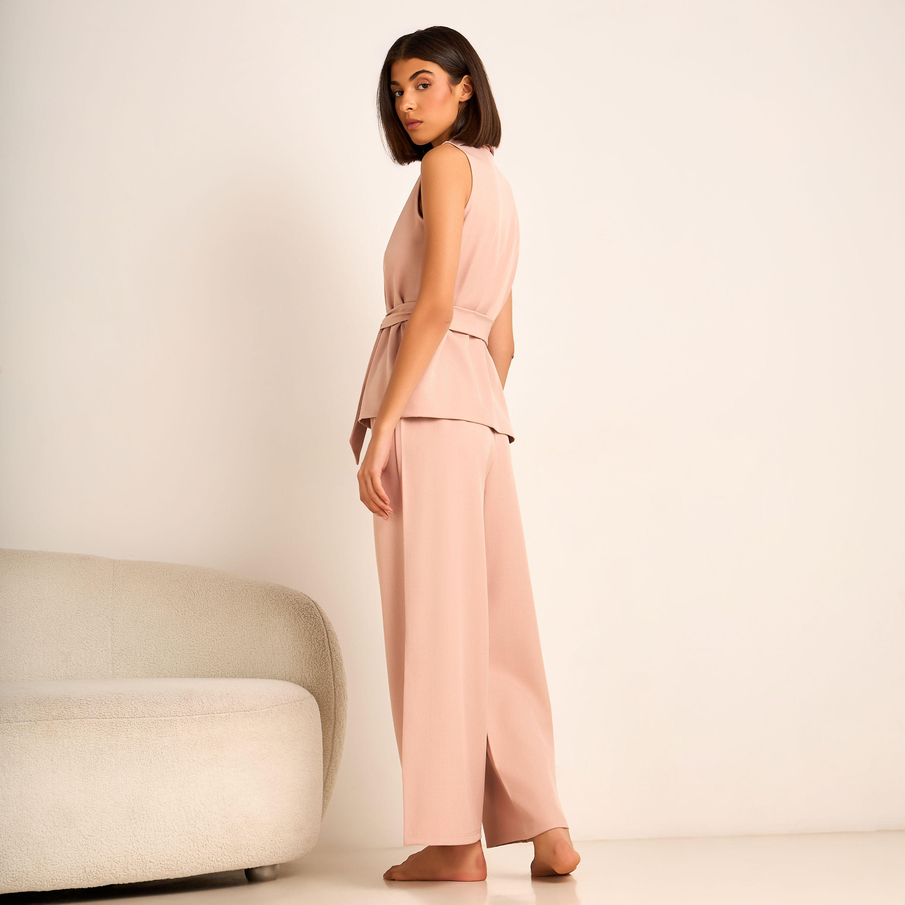 Coord Set with Wrap Top & Wide Leg Bottom-women-clothing-coordsets-image-4