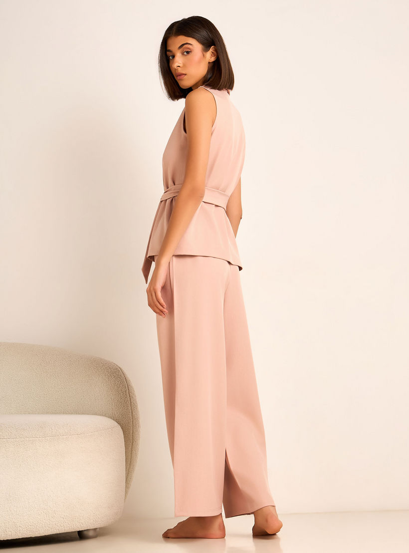 Coord Set with Wrap Top & Wide Leg Bottom-women-clothing-coordsets-image-4
