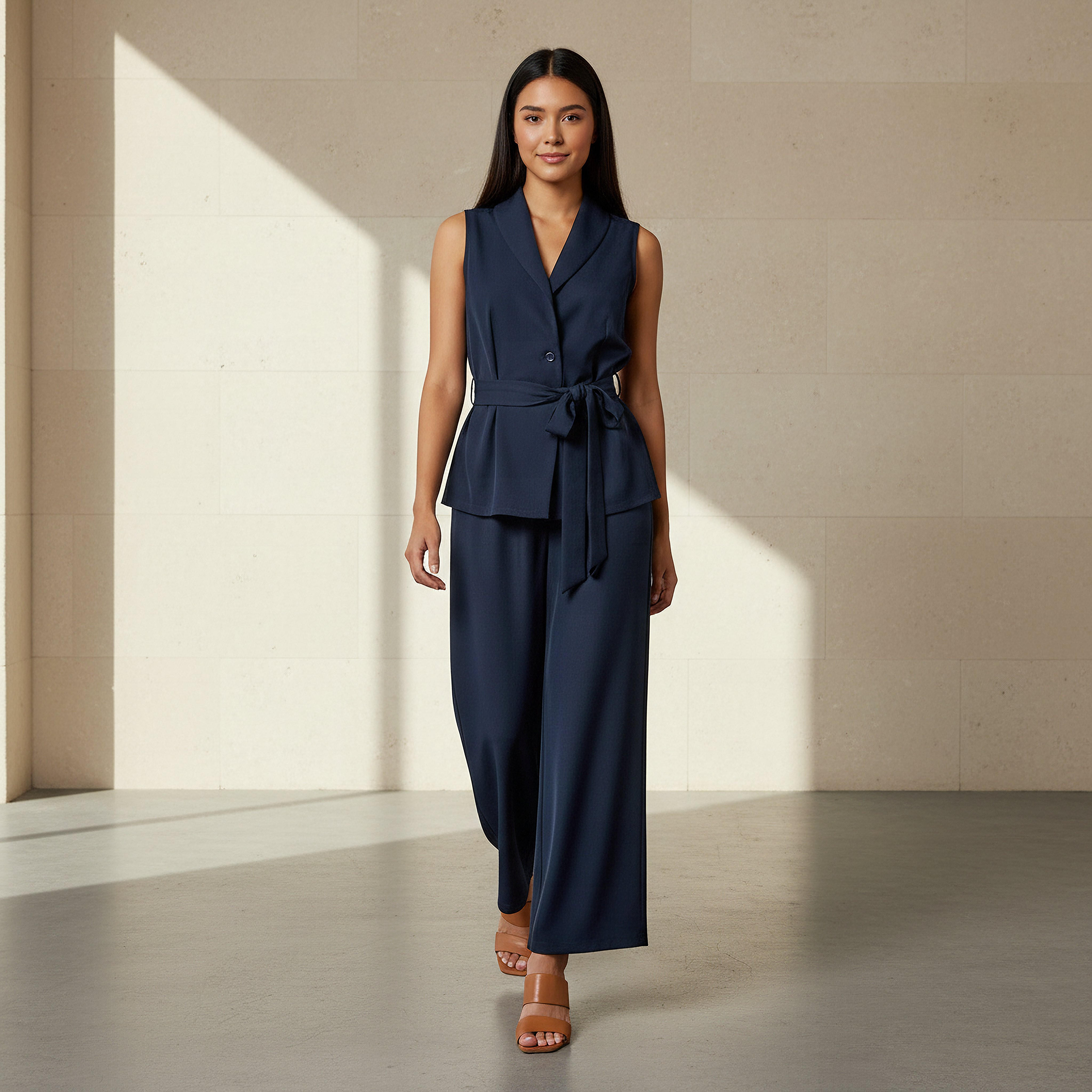 Coord Set with Wrap Top & Wide Leg Bottom-women-clothing-coordsets-image-1