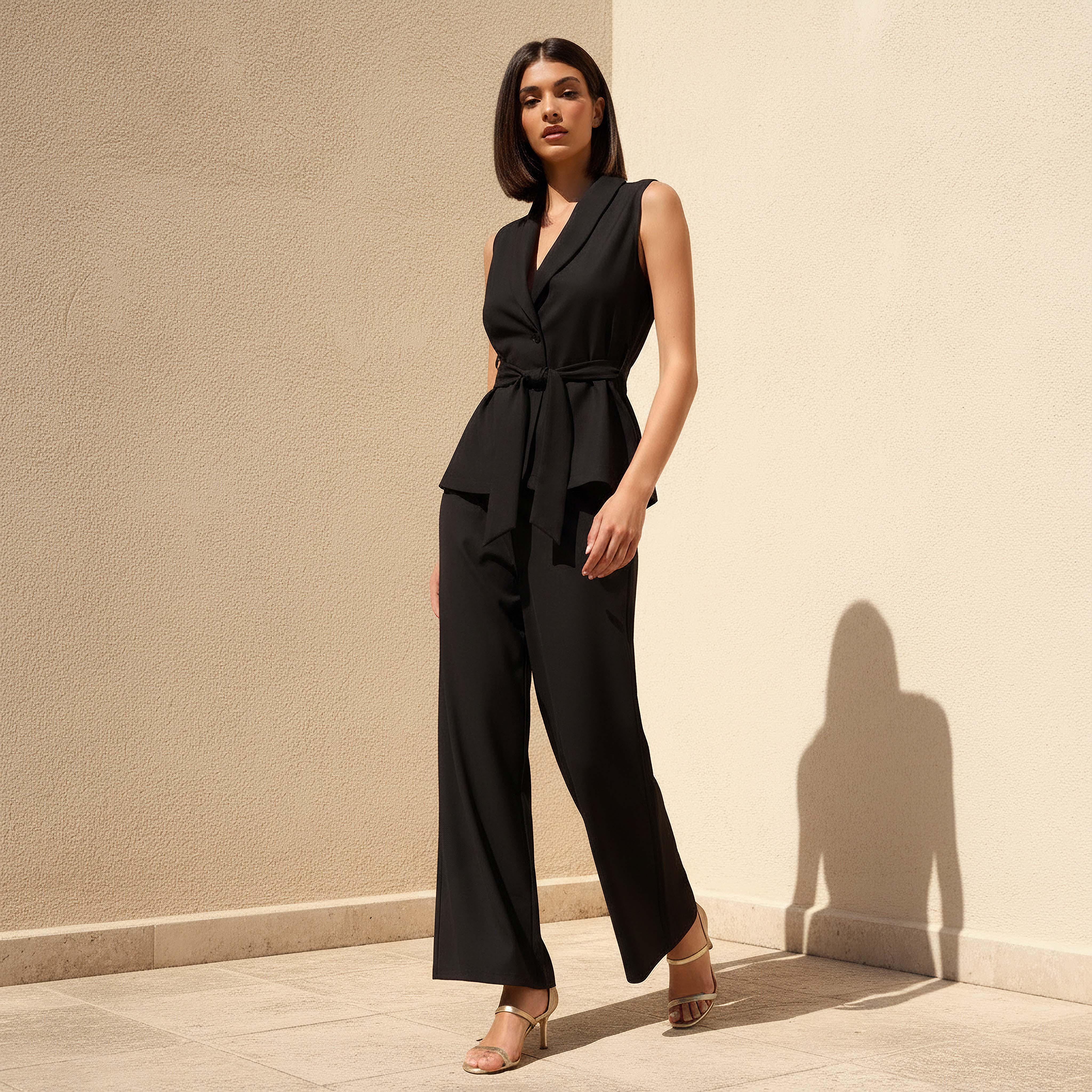 طقم منسق بلوزة ملفوفة وبنطلون واسع الساق-women-clothing-coordsets-image-1