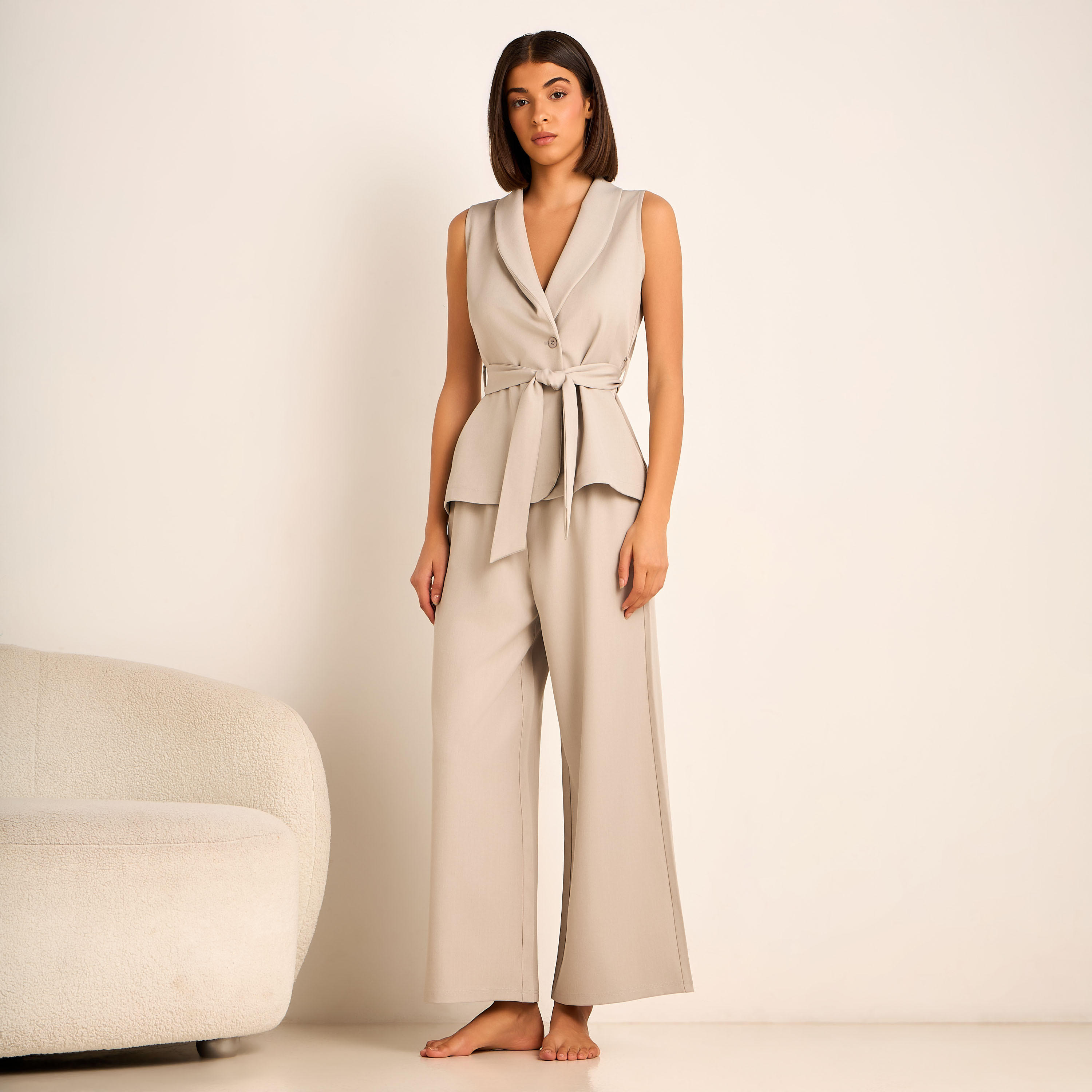 Coord Set with Wrap Top & Wide Leg Bottom-women-clothing-coordsets-image-2