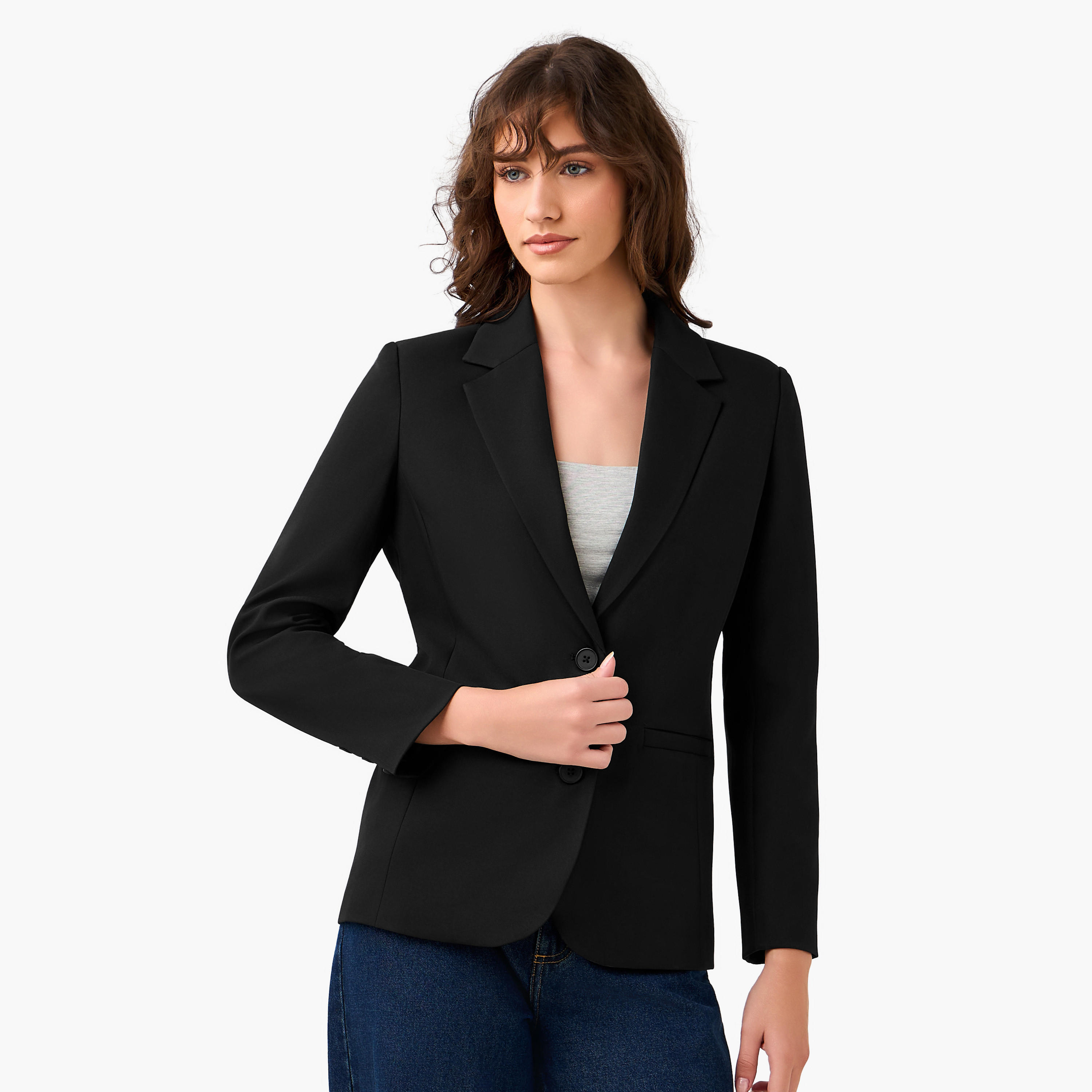 Regular Fit Twill Blazer with Button Closure-women-clothing-coatsandjackets-blazers-image-3