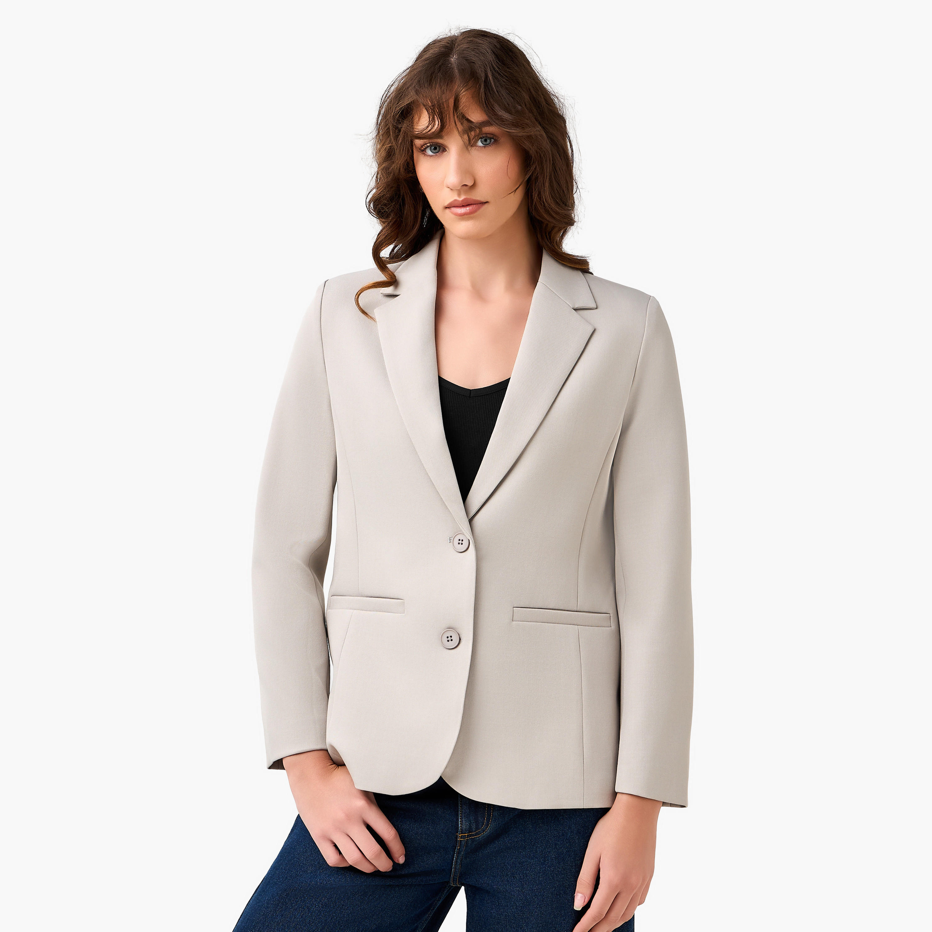 بليزر تويل بقصّة عادية وأزرار إغلاق-women-clothing-coatsandjackets-blazers-image-2