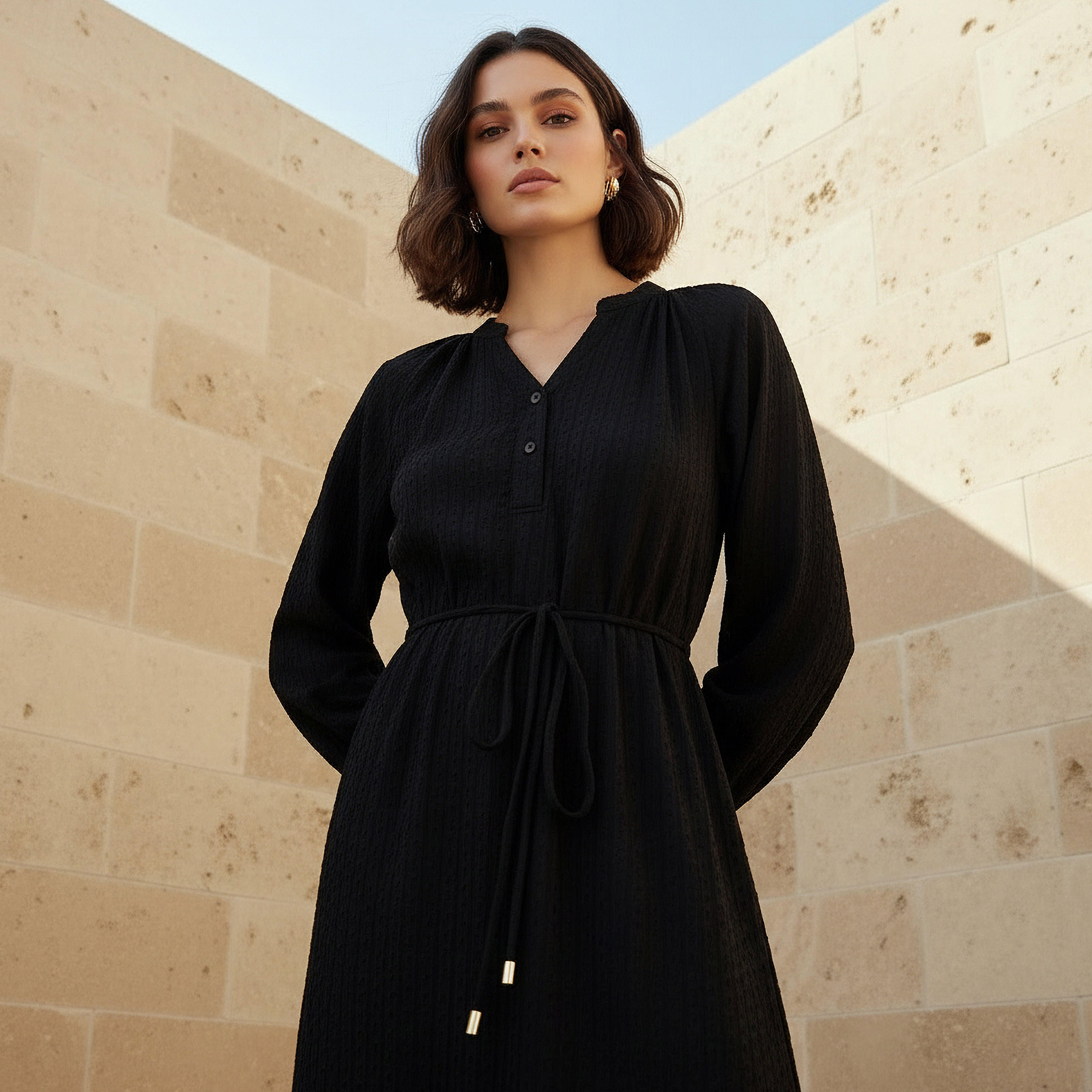 فستان ماكسي بارز الملمس برباط للنساء-women-clothing-dresses-image-2