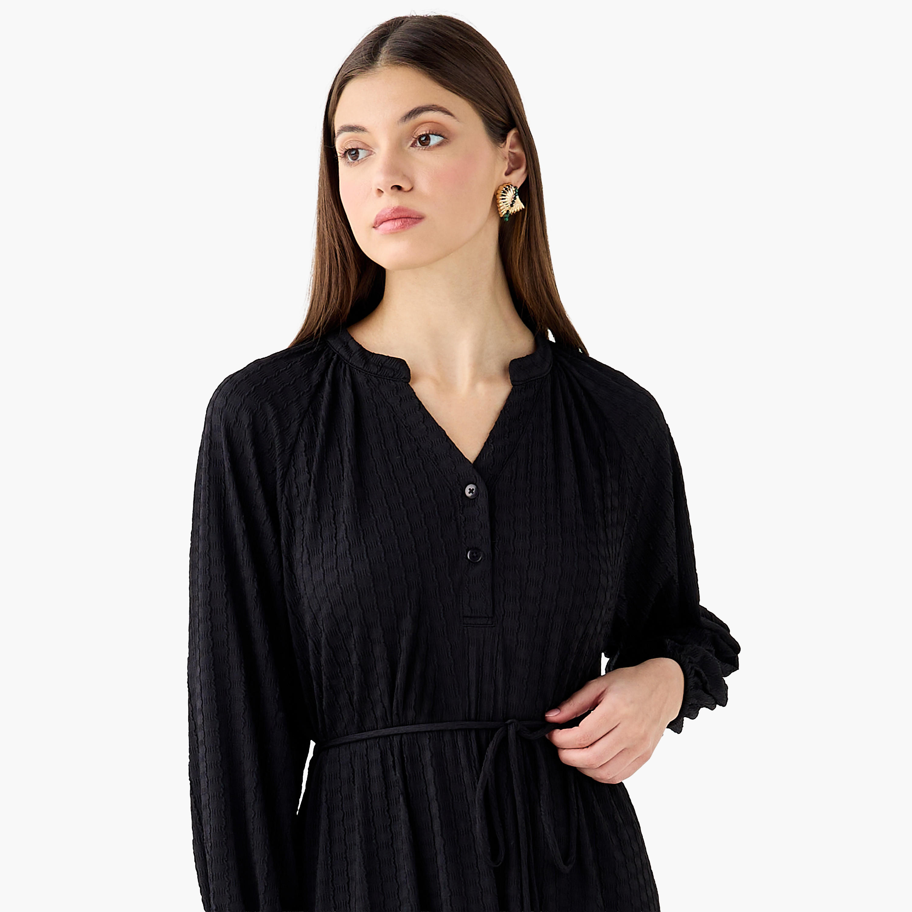 فستان ماكسي بارز الملمس برباط للنساء-women-clothing-dresses-image-5
