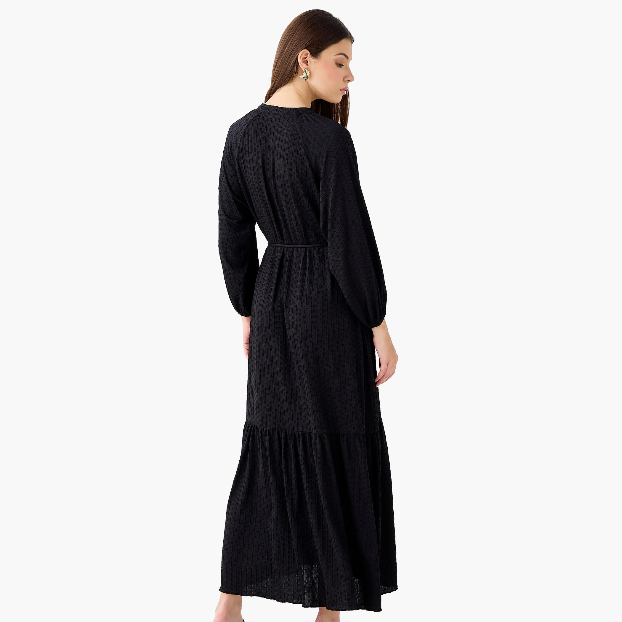 Textured Maxi Women Dress with Tie-Up Detail-women-clothing-dresses-image-6