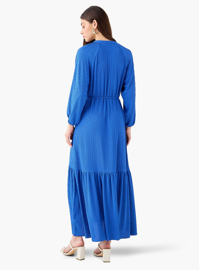 Textured Maxi Women Dress with Tie-Up Detail-women-clothing-dresses-image-4
