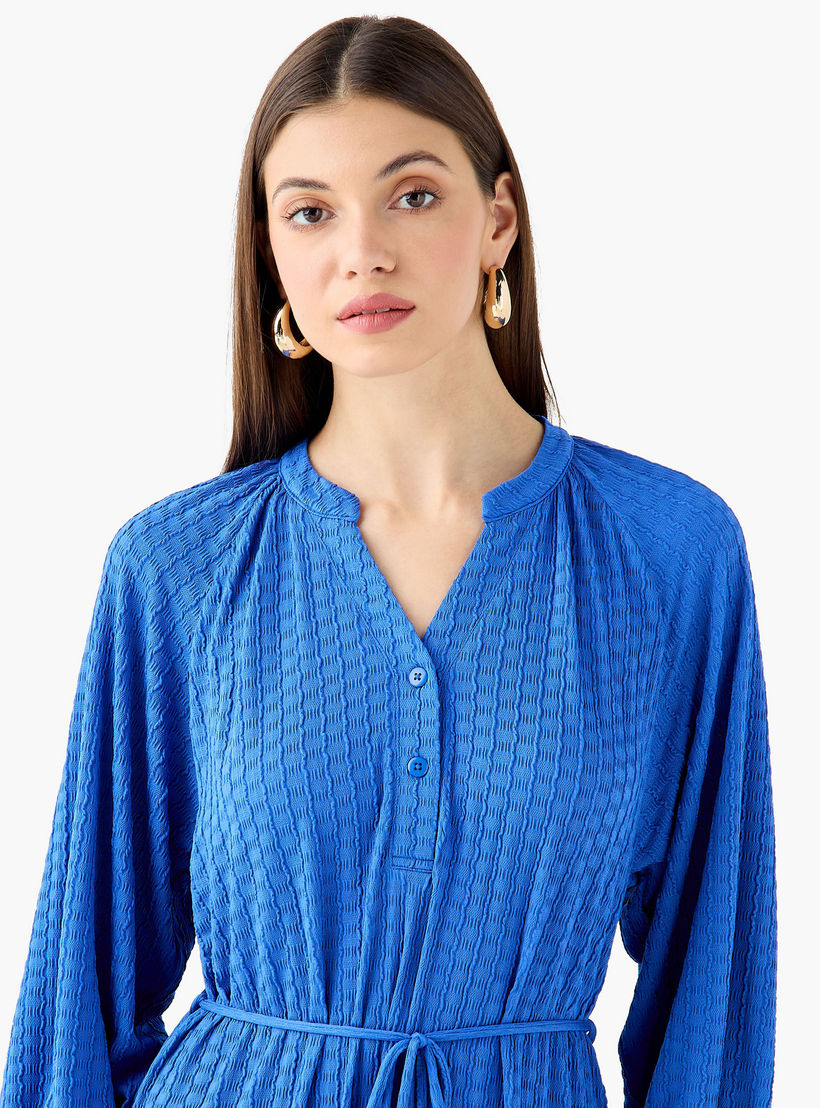 Textured Maxi Women Dress with Tie-Up Detail-women-clothing-dresses-image-5