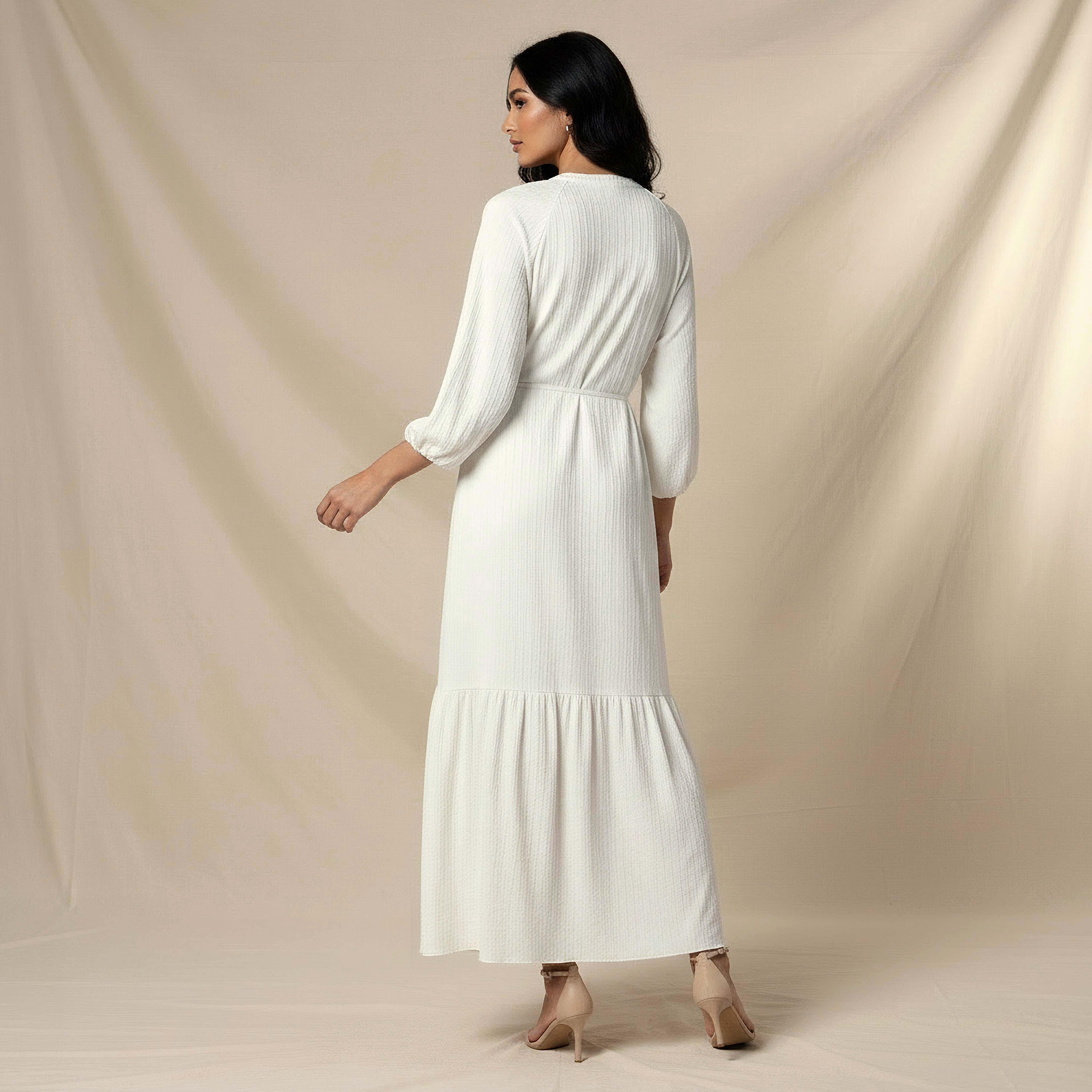 Textured Maxi Women Dress with Tie-Up Detail-women-clothing-dresses-image-3