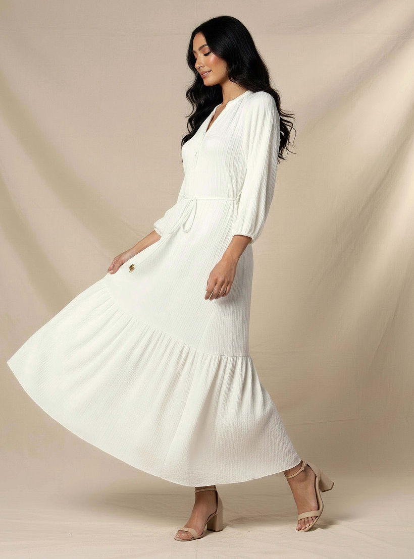 Textured Maxi Women Dress with Tie-Up Detail-women-clothing-dresses-image-5