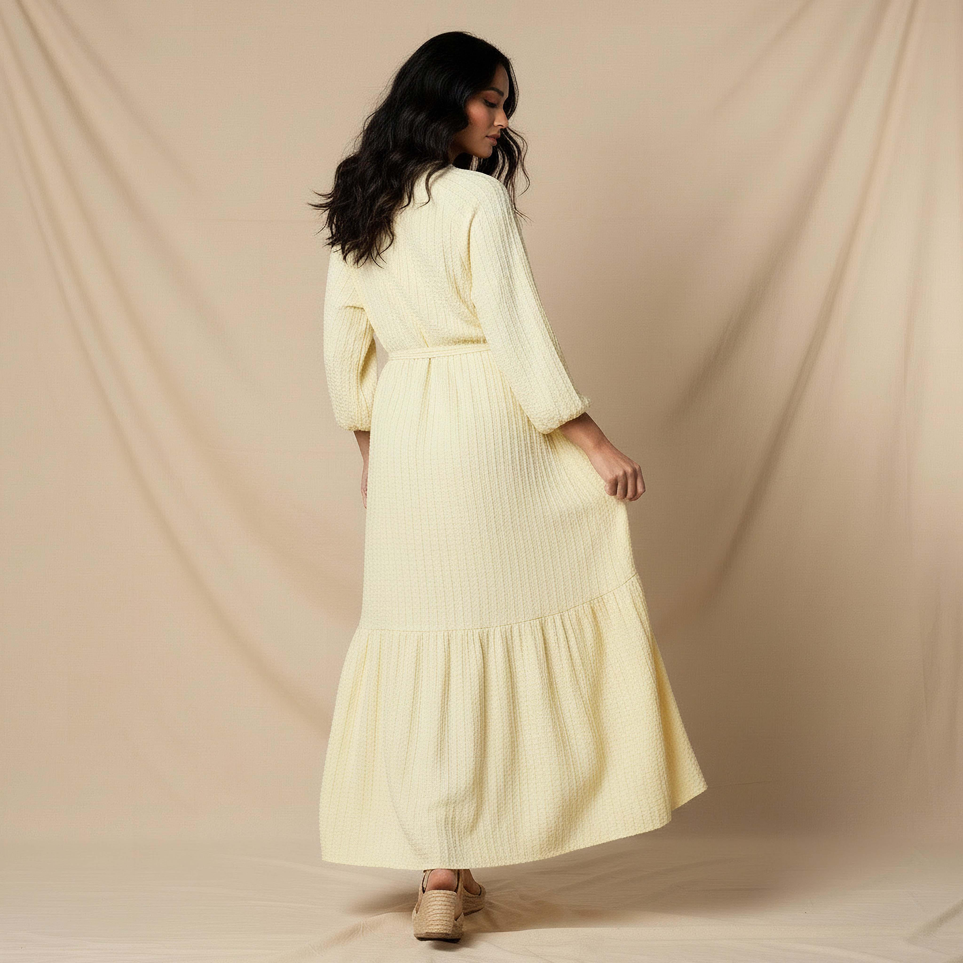Textured Maxi Women Dress with Tie-Up Detail-women-clothing-dresses-image-3