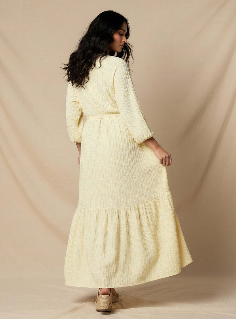 Textured Maxi Women Dress with Tie-Up Detail-women-clothing-dresses-image-3