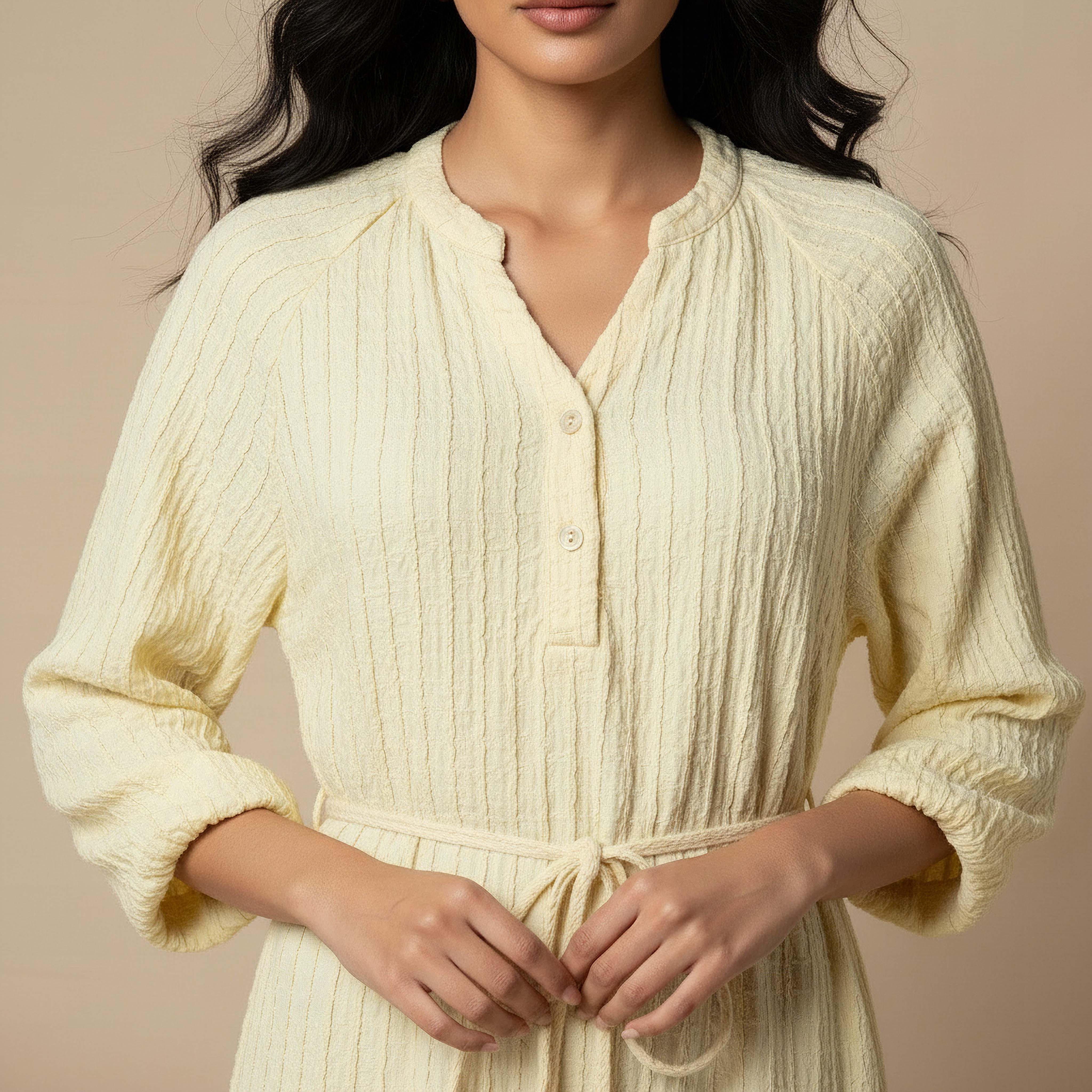 Textured Maxi Women Dress with Tie-Up Detail-women-clothing-dresses-image-4