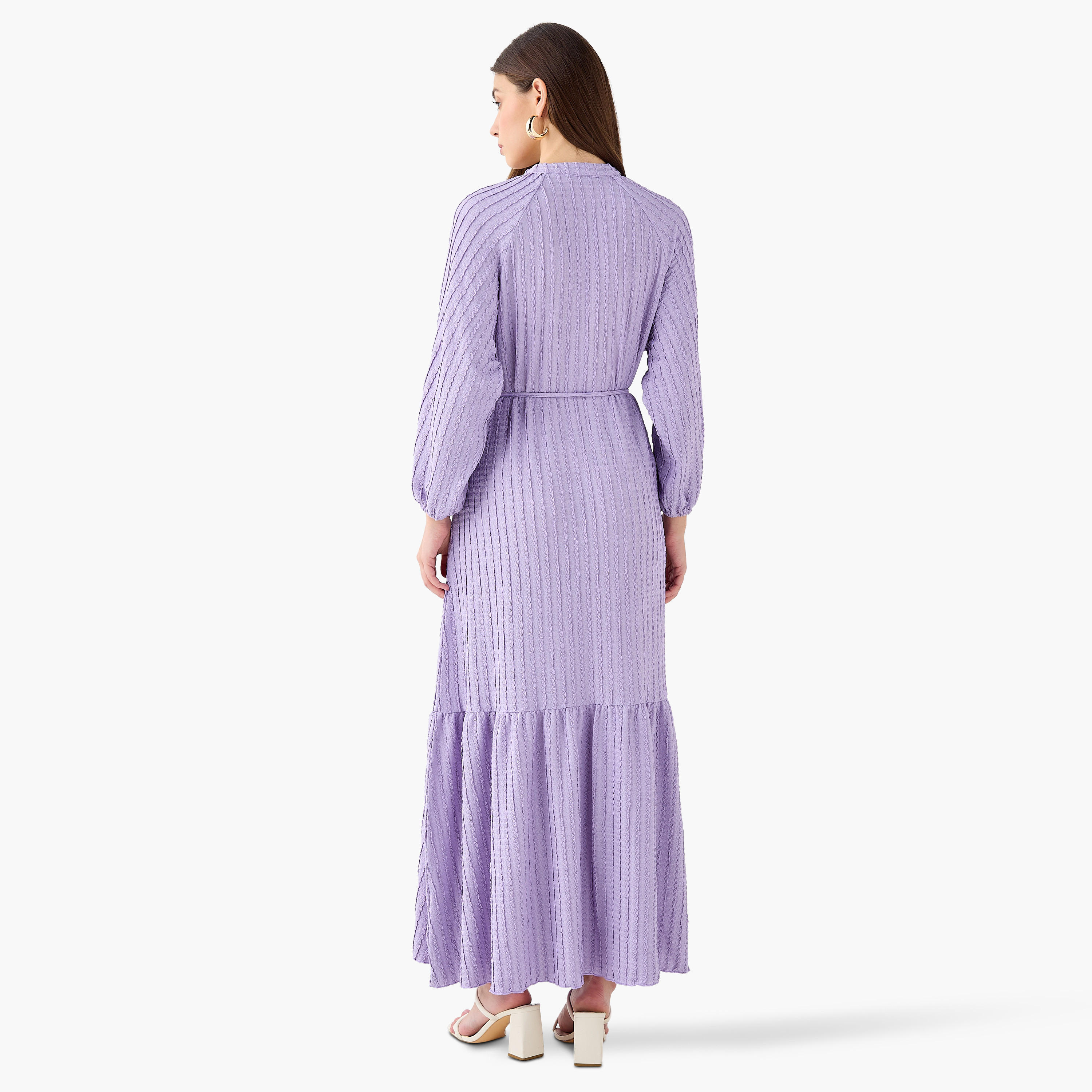 Textured Maxi Women Dress with Tie-Up Detail-women-clothing-dresses-image-6