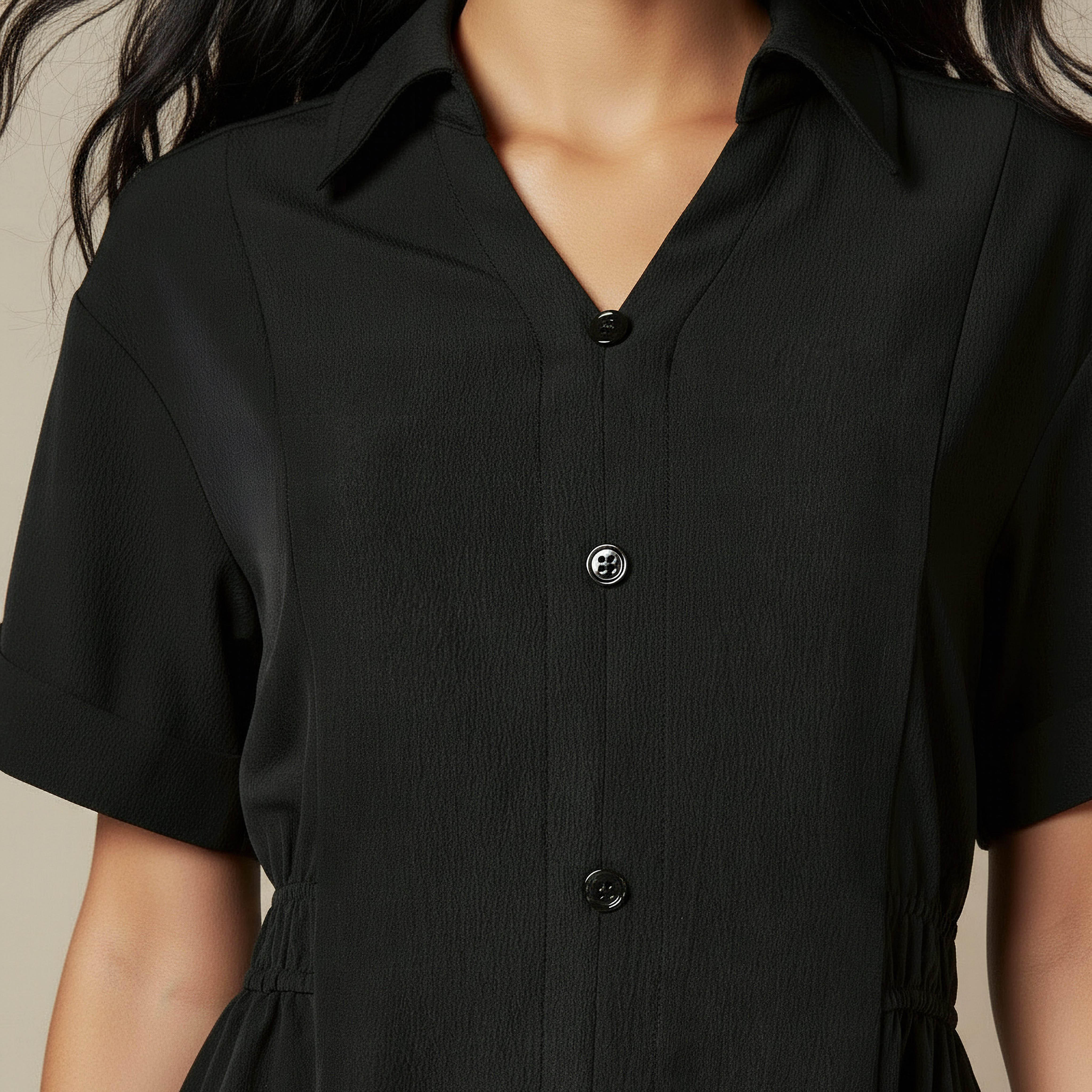Shirt Style Midi Dress with Front Slit-women-clothing-dresses-image-4