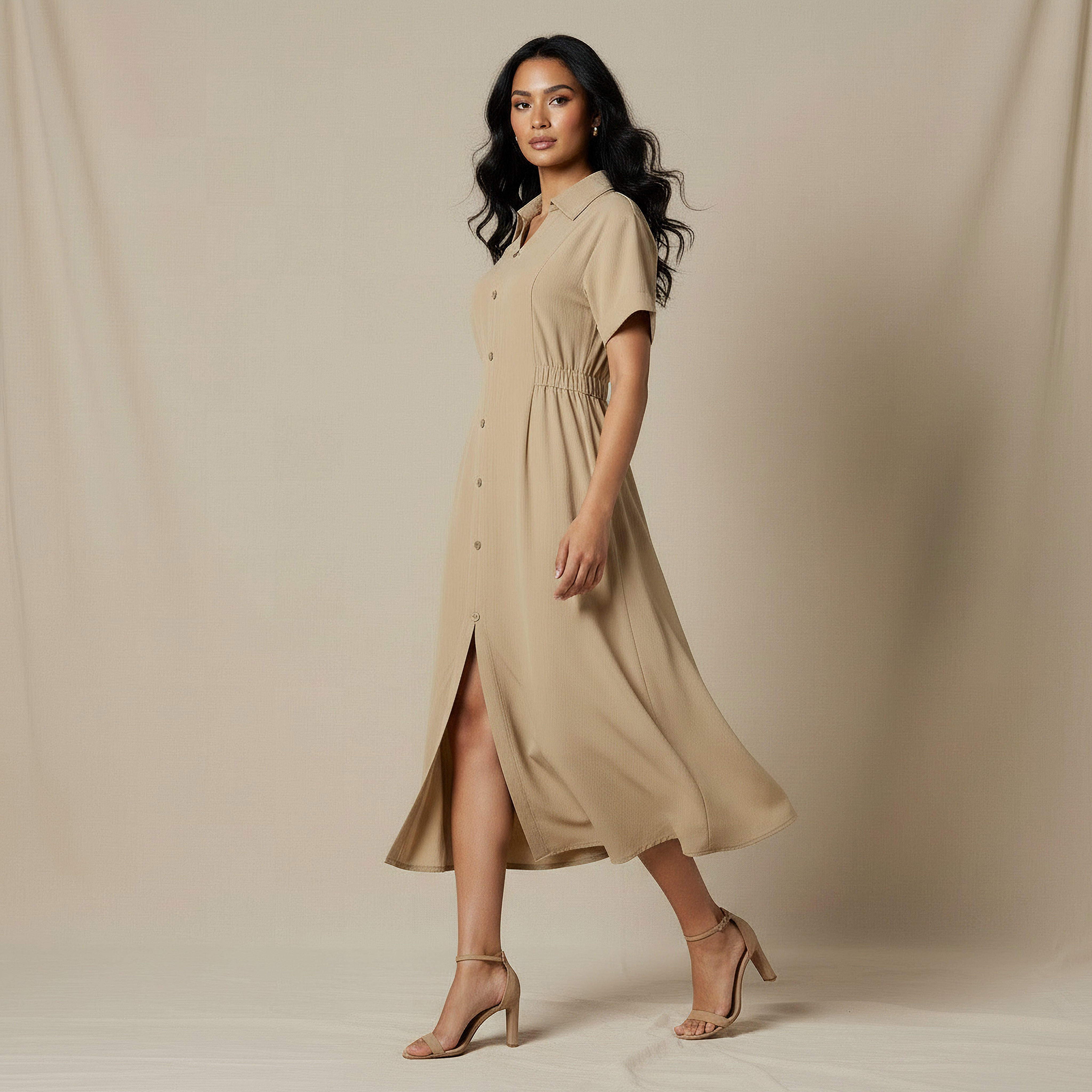 Shirt Style Midi Dress with Front Slit-PROMO_SP_AE_2FOR169_110625-image-2