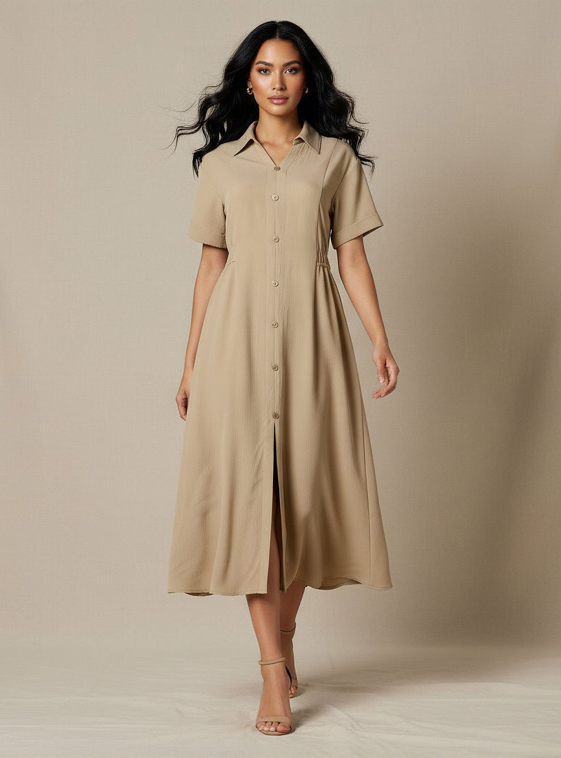 Shirt Style Midi Dress with Front Slit-PROMO_SP_AE_2FOR169_110625-image-5